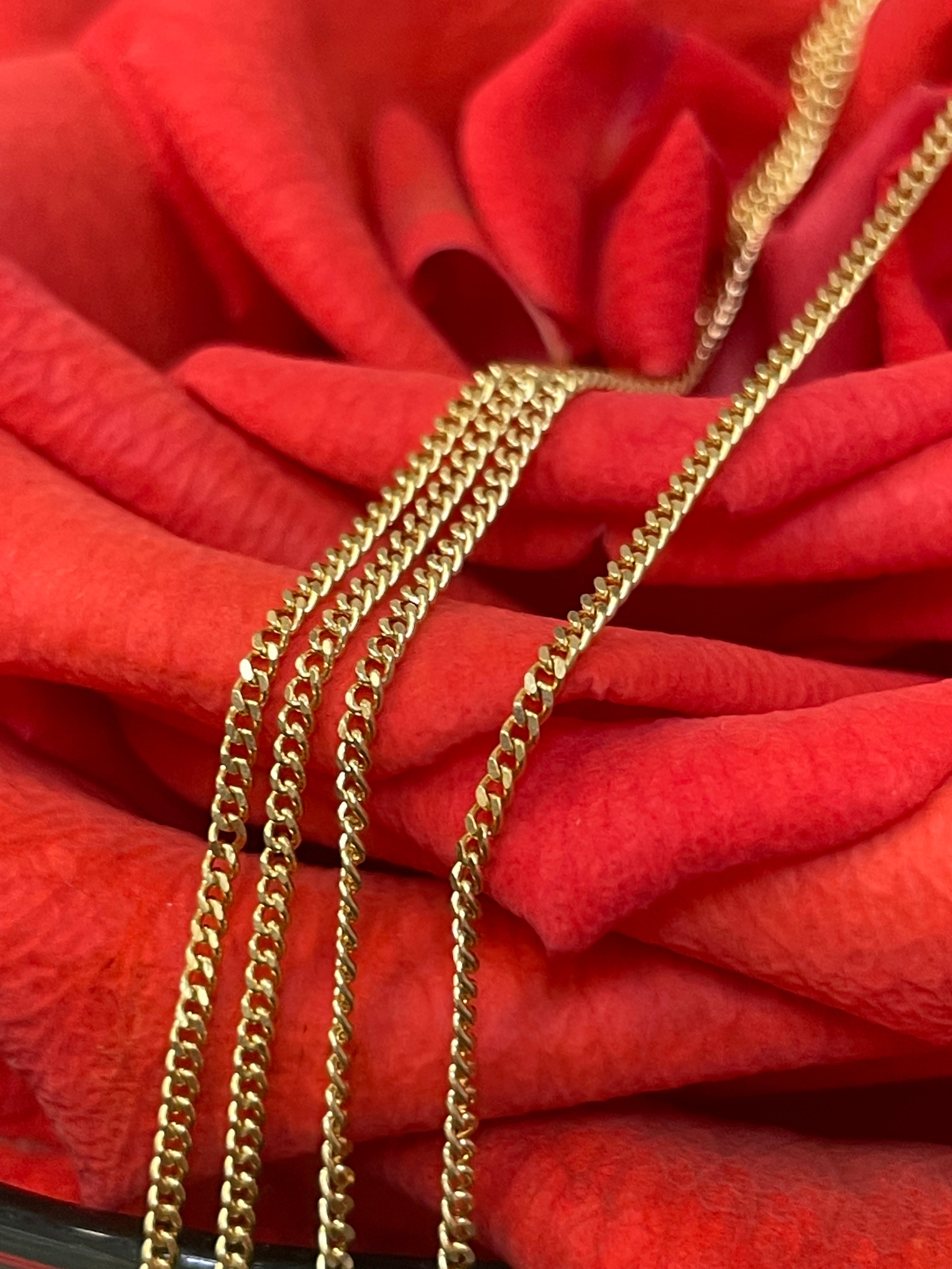 20” 1mm Solid 14K Yellow Gold Curb Chain Necklace