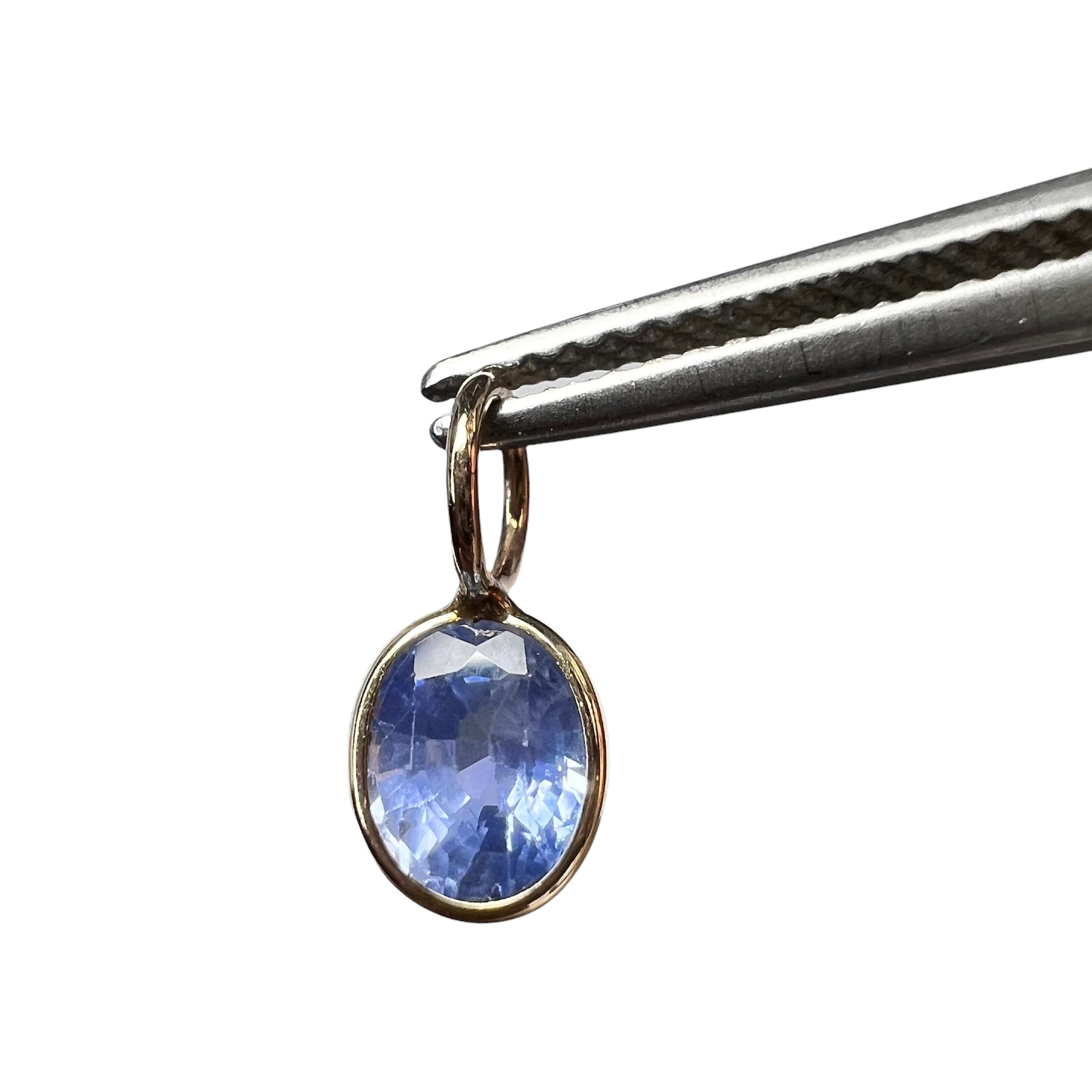 Natural Oval Sapphire 14K Yellow Gold Pendant Charm 11x5mm