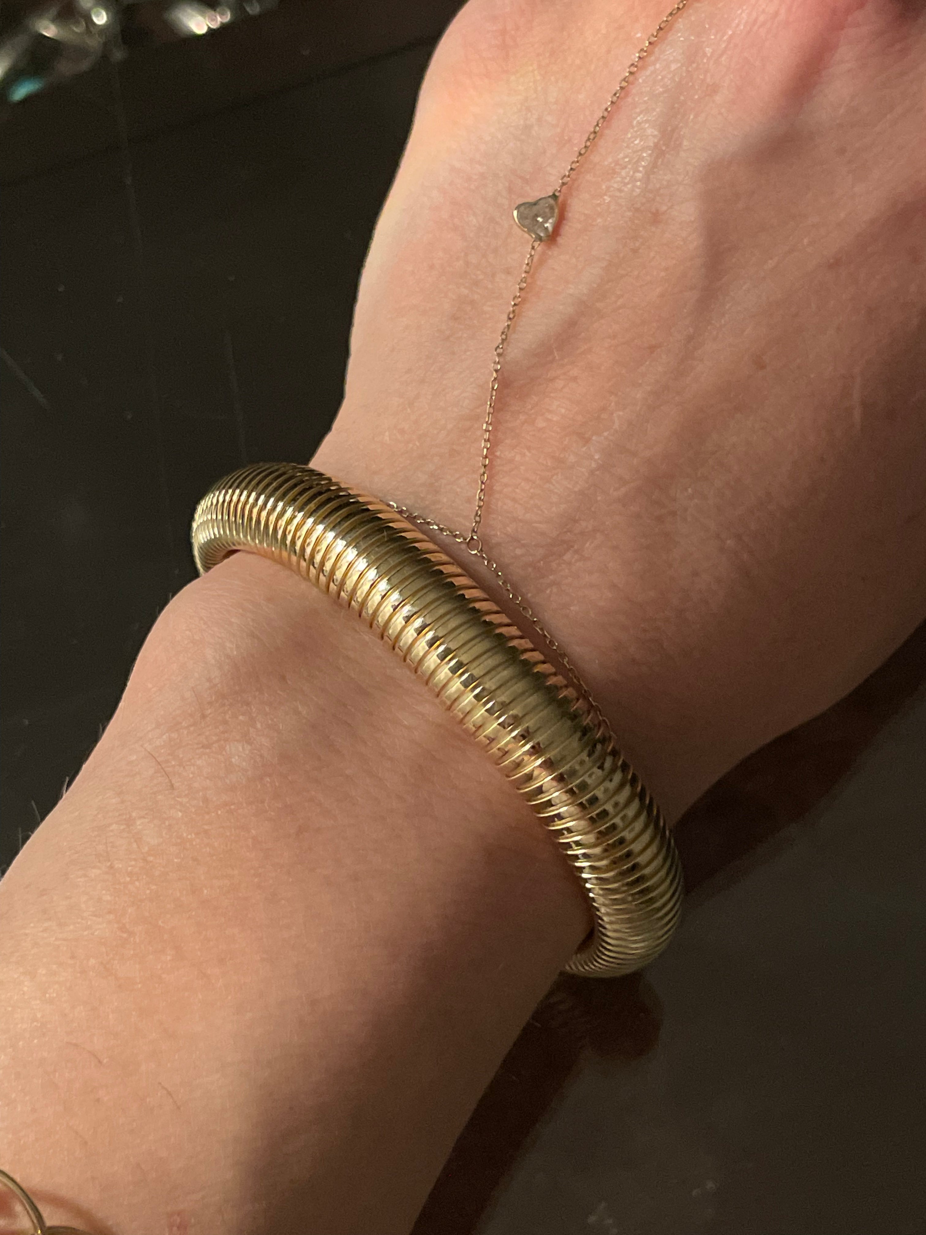 14K Yellow Gold 11mm  7” Tubogas Bracelet