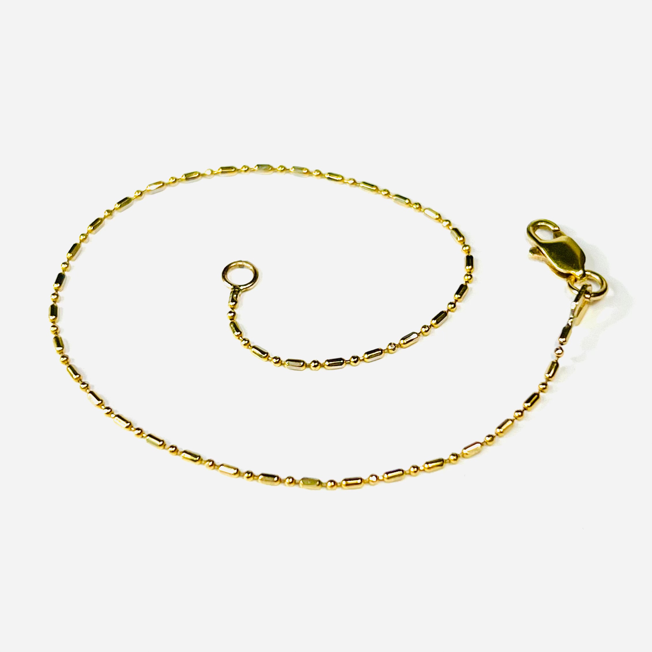 14K Yellow Gold Bar and Bead Bracelet 6.5" 1.0g