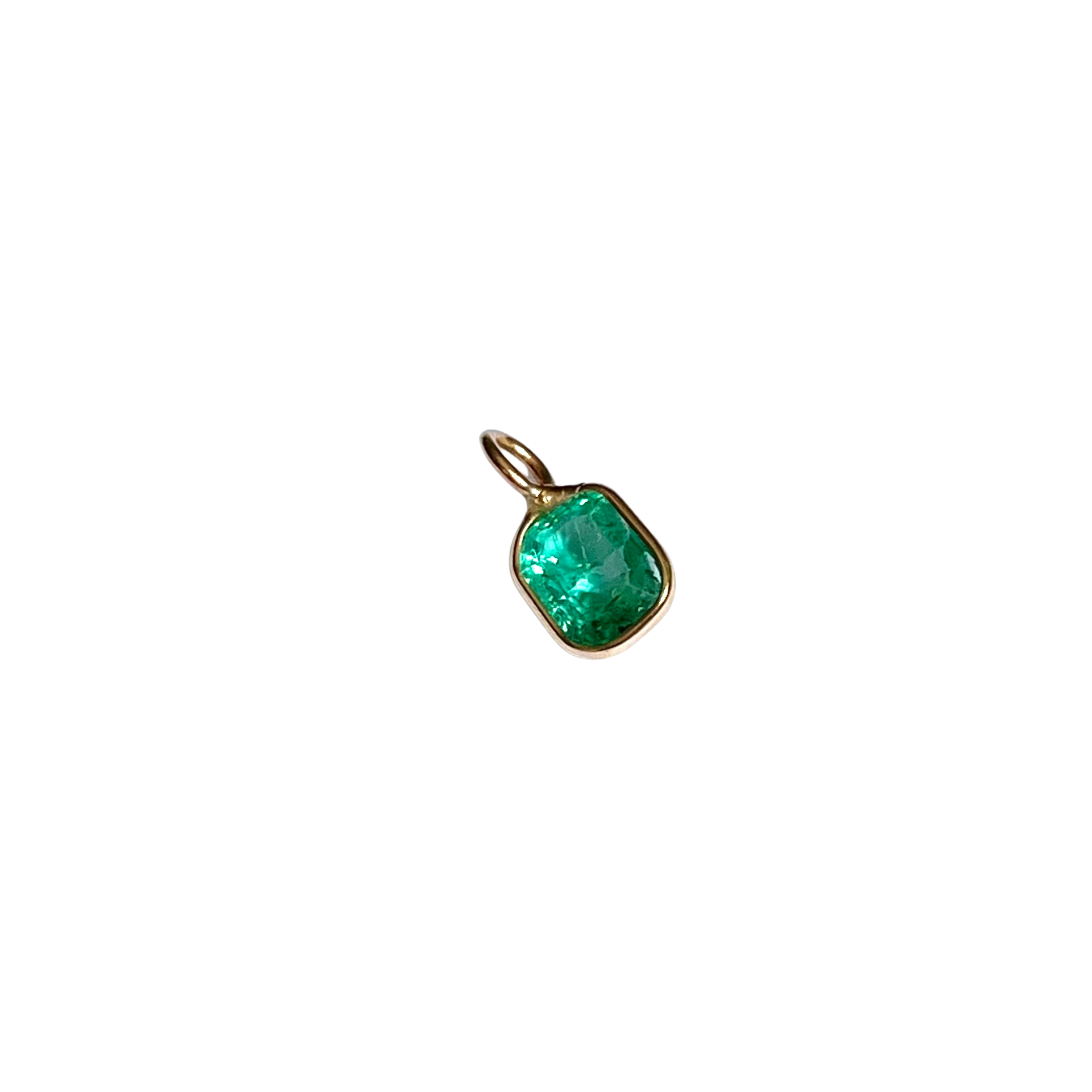 .63ct Square Colombian Emerald 14K Yellow Gold Pendant Charm