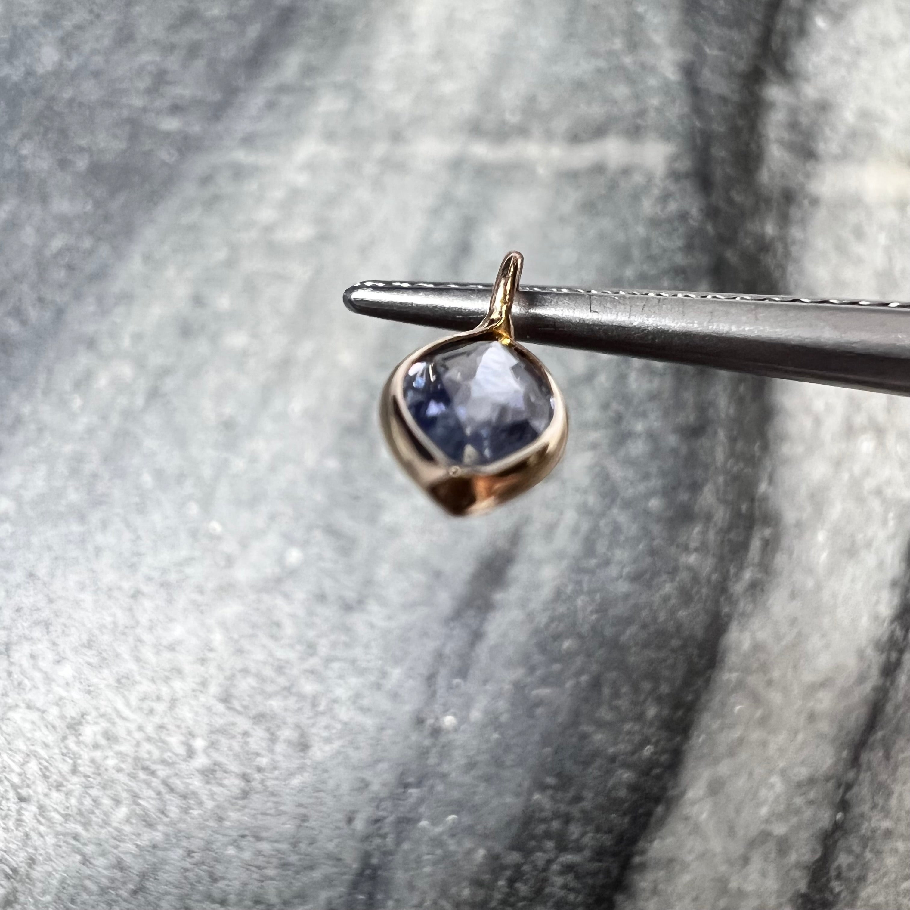 Natural Marquise Sapphire 14K Yellow Gold Pendant Charm 13x4.5mm