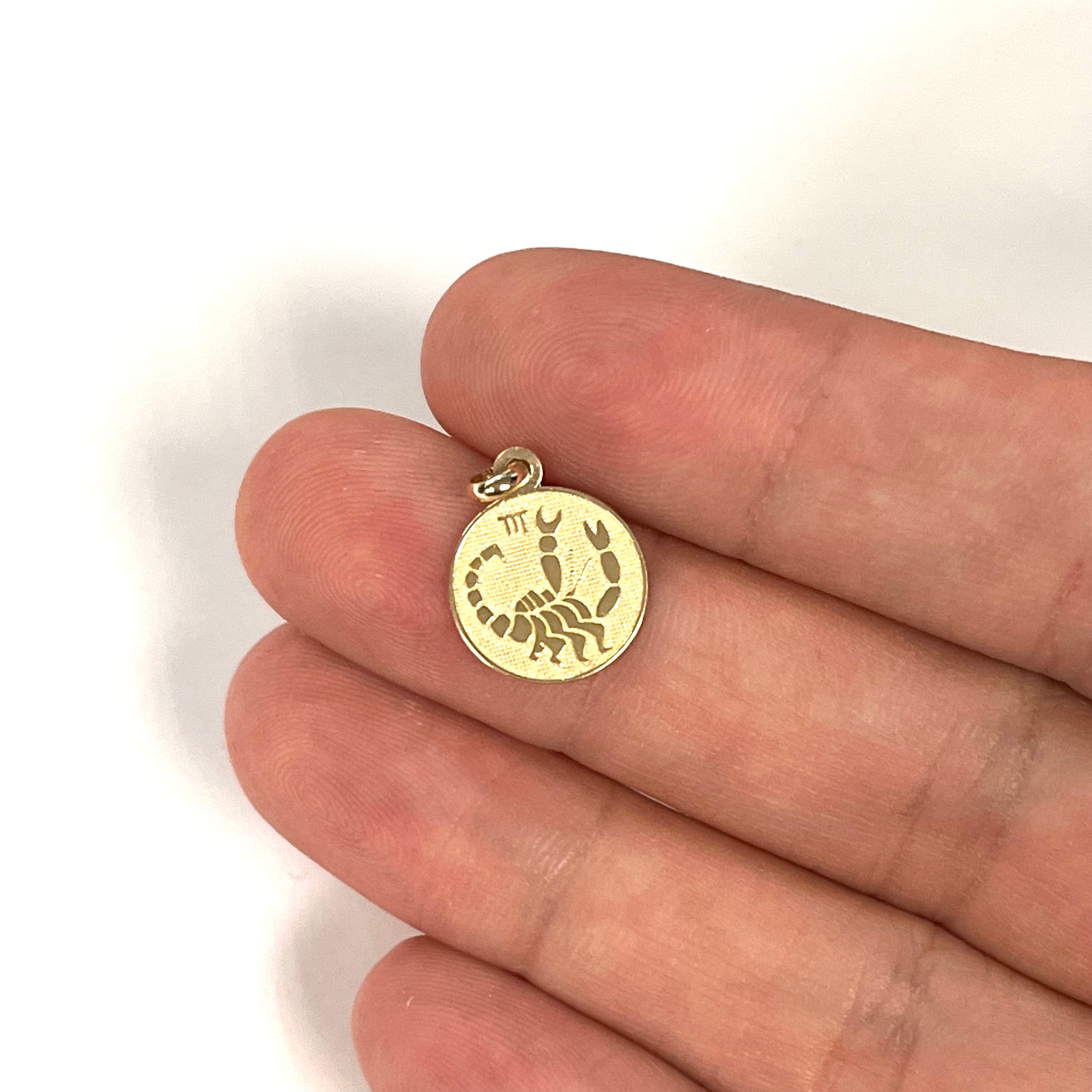 14K Yellow Gold Scorpio Horoscope Charm Pendant .67"