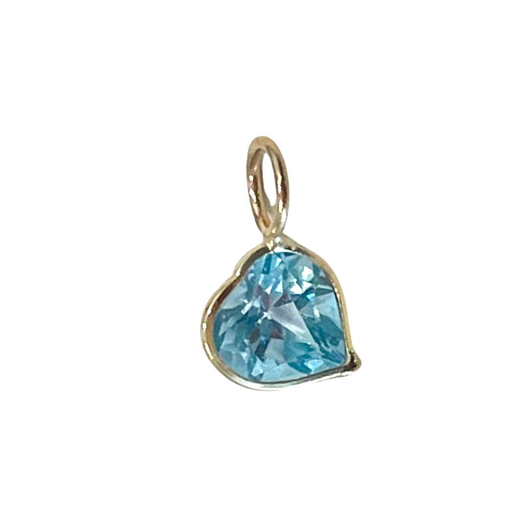 Natural Aquamarine Heart 14K Yellow Gold Pendant Charm 11x7mm