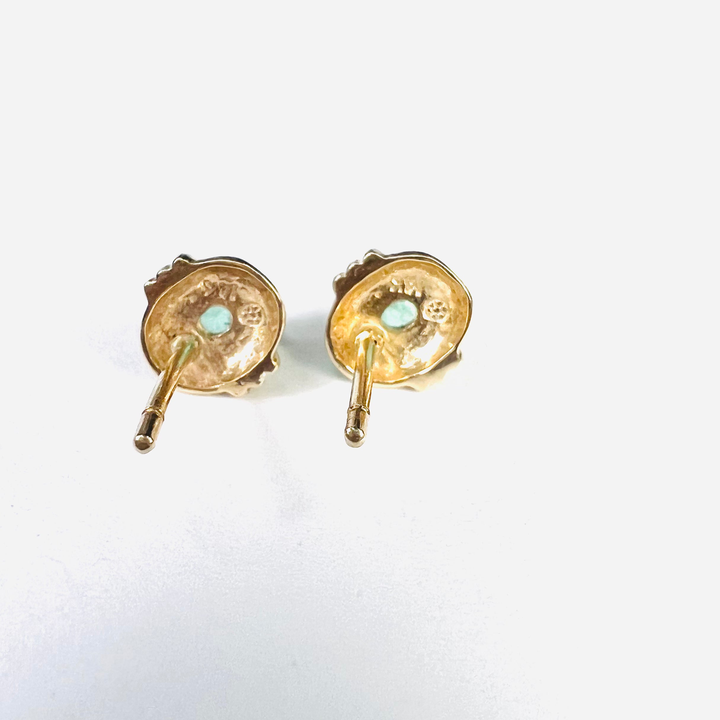 14K Yellow Gold .43ctw Oval Emerald Earring Pushback Studs 7x7mm