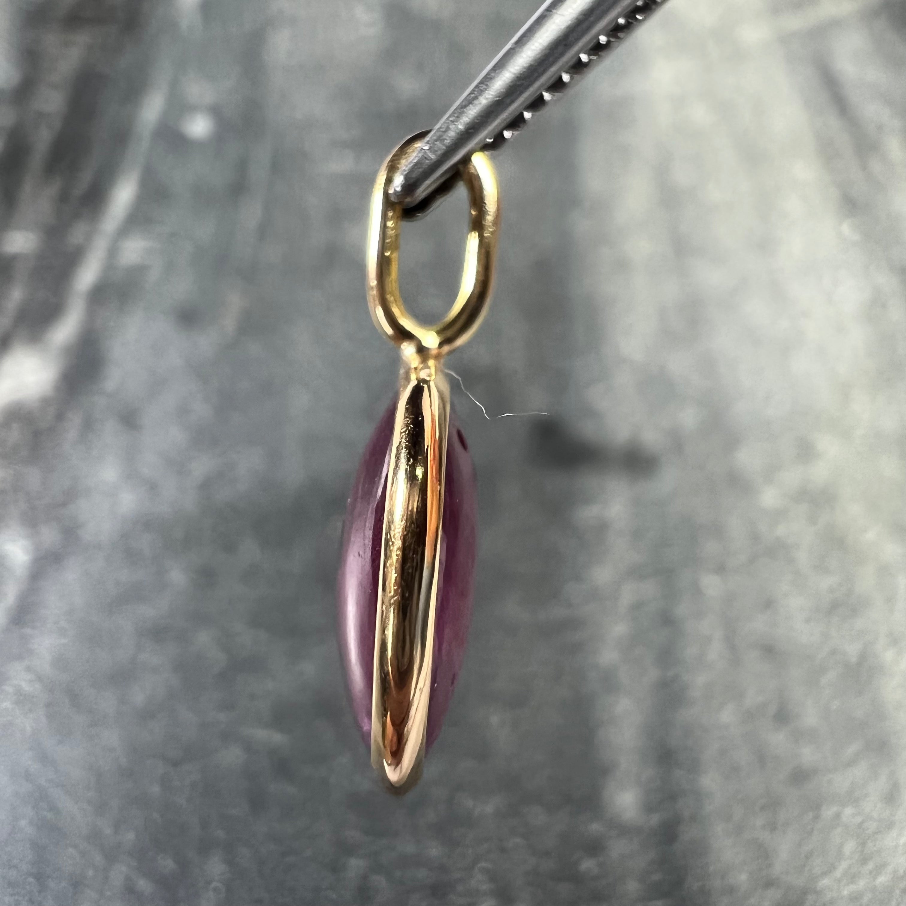 5CT Cabochon Pink Tourmaline in 18K Yellow Gold Charm Pendant 18x11mm
