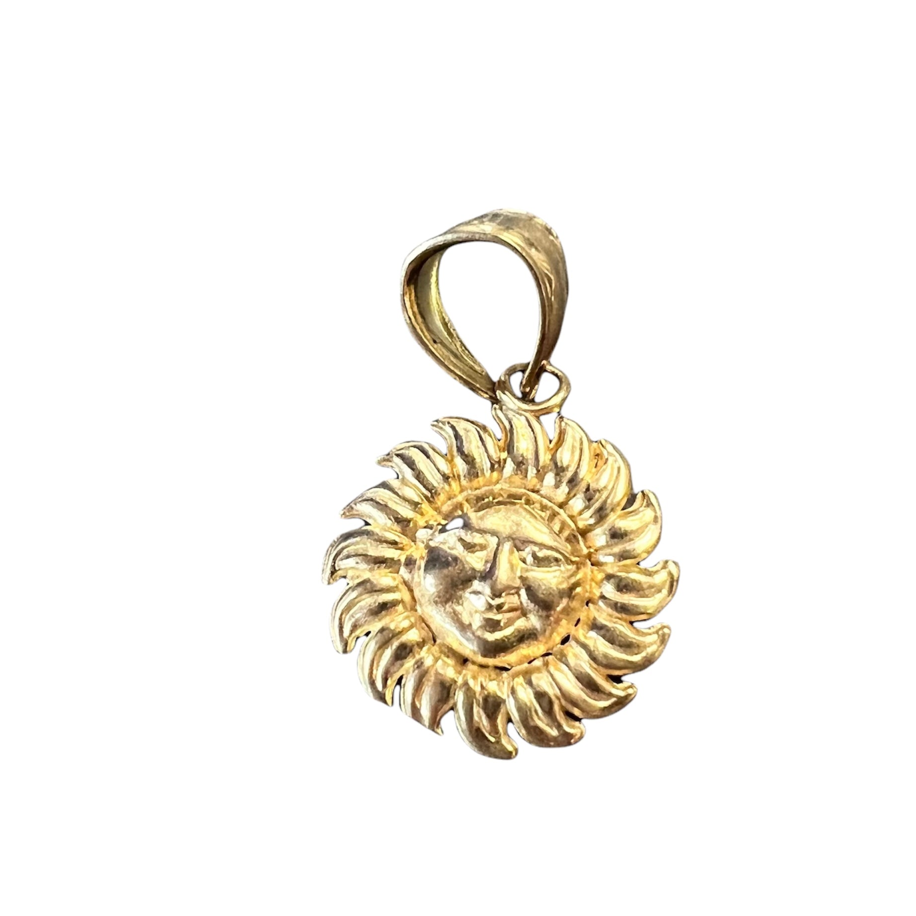 Solid 10K Shining Sun Pendant Charm 28x12mm