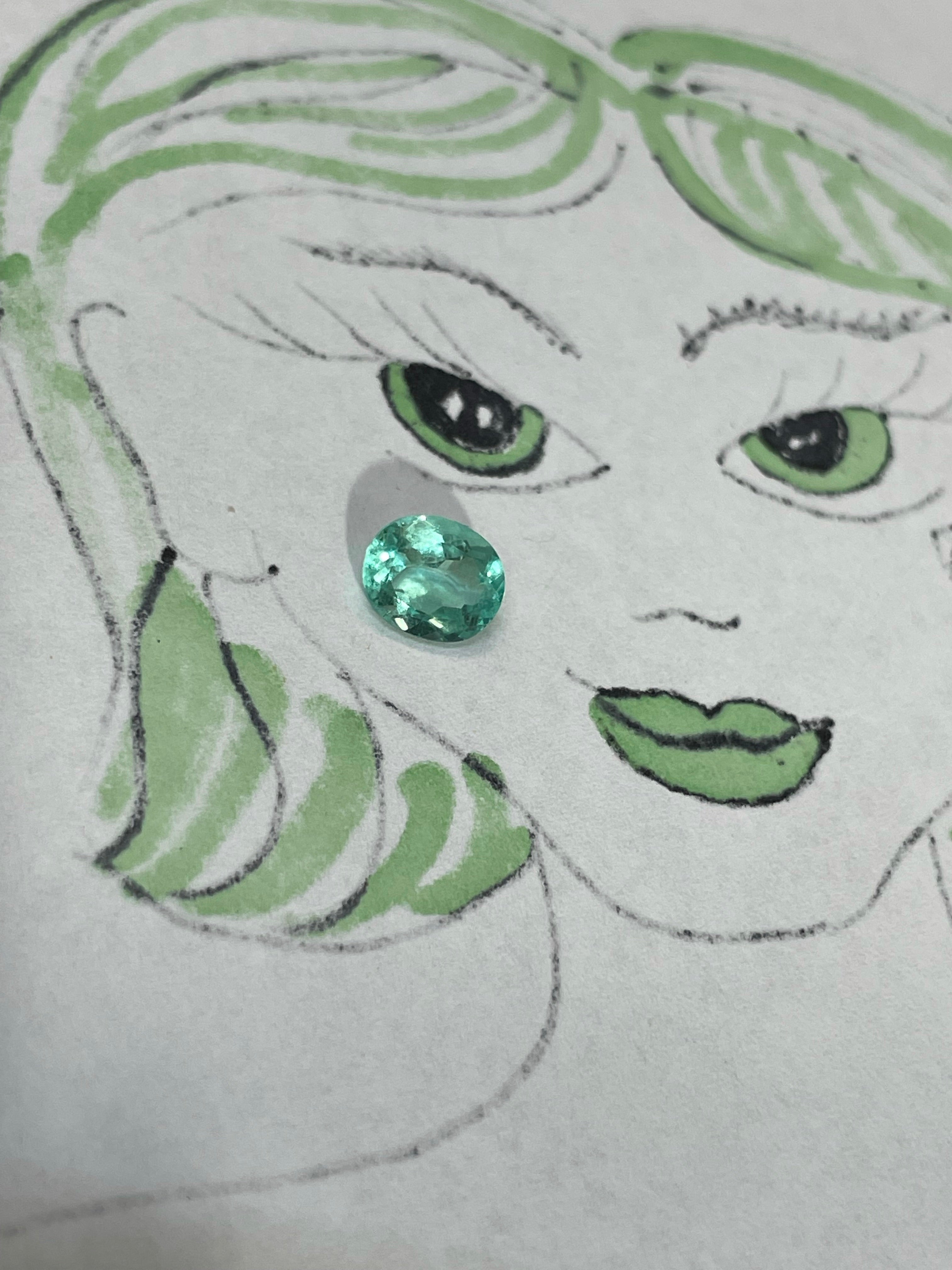 1.21CT Natural Colombian Emerald Loose Oval 8x7mm