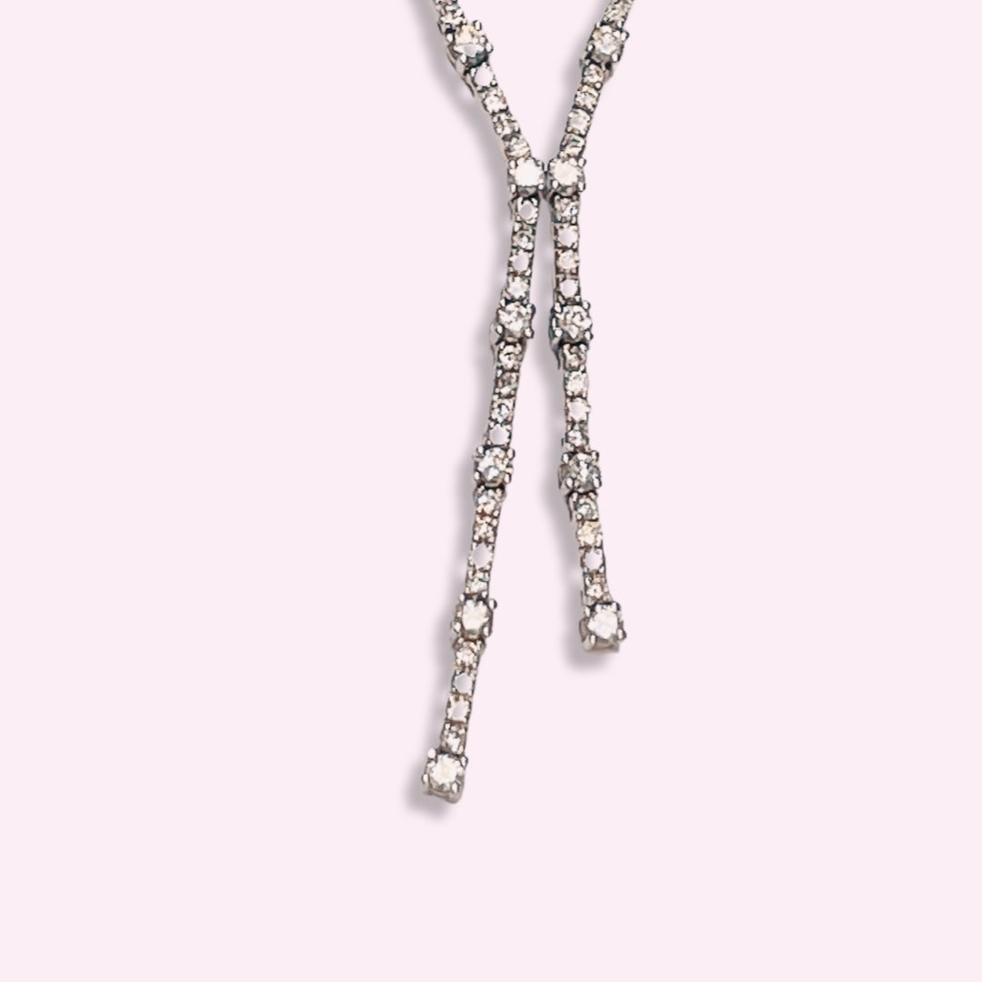 18K White Gold VS Diamond Tennis Lariat Necklace