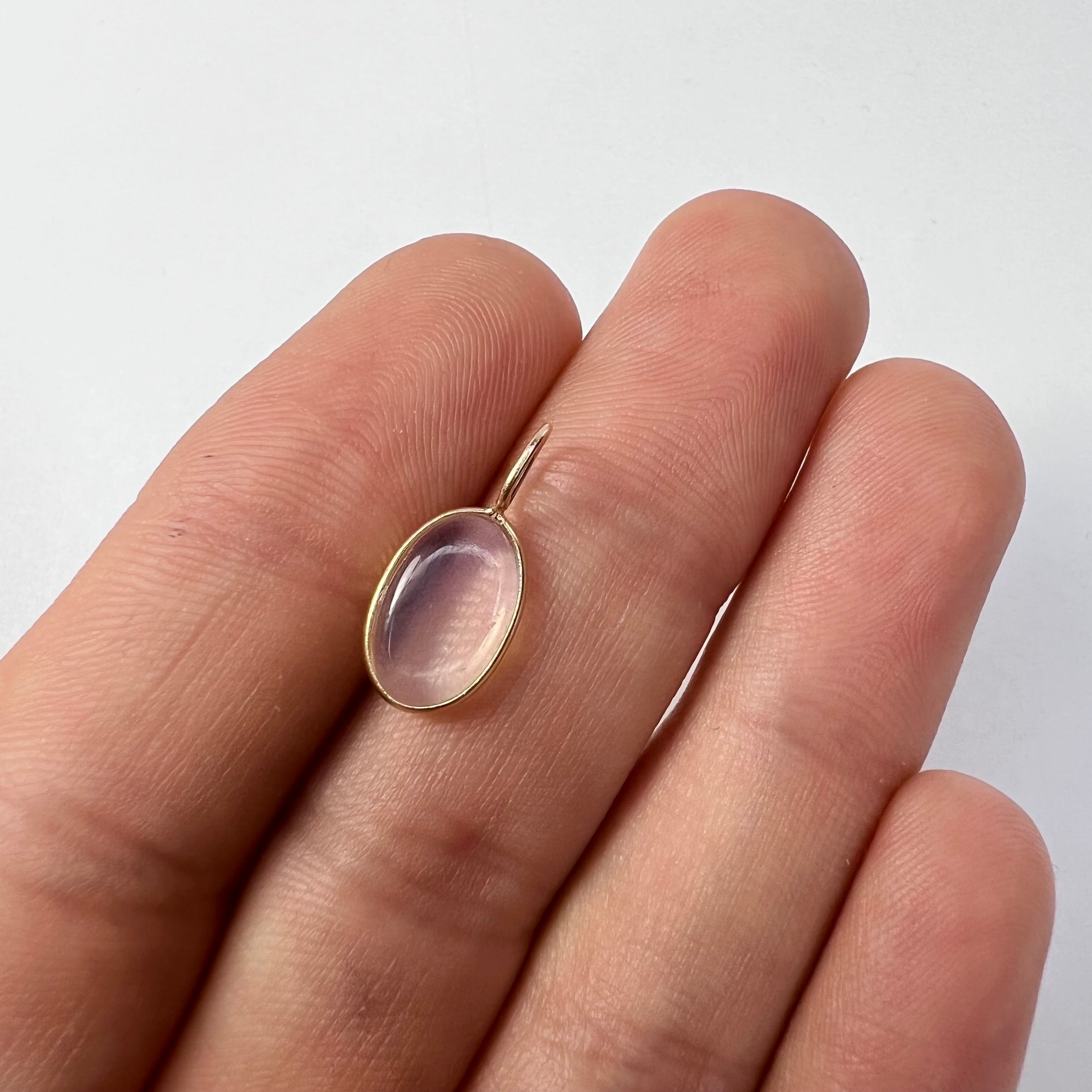 Cabochon Moonstone 14K Yellow Gold Pendant Charm 17.51x7.95x2.51mm