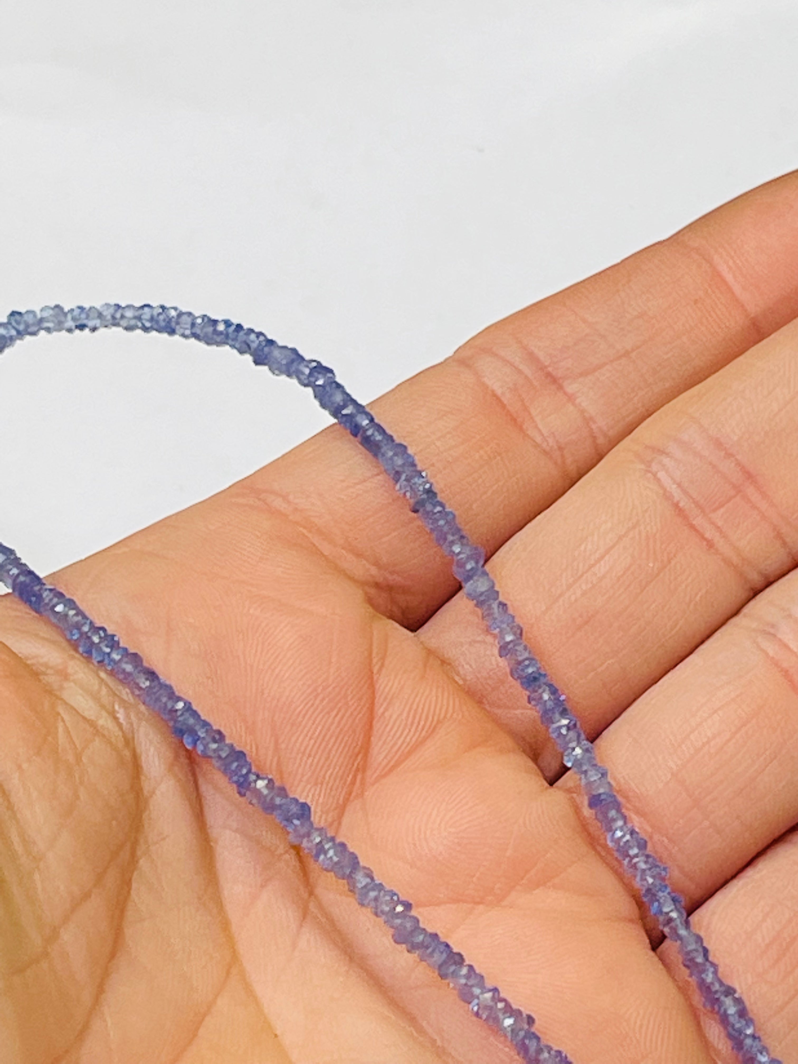 12.25”-15” 2mm Faceted Tanzanite 14K Yellow Gold Choker Necklace