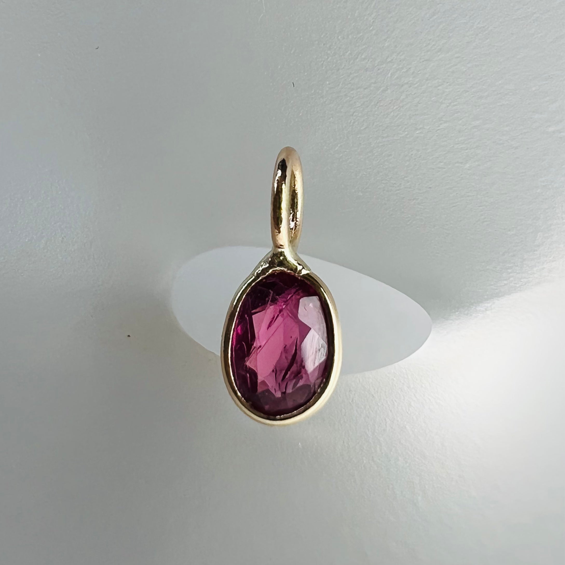 .59CT Natural Oval Ruby 14K Yellow Gold Pendant Charm 10x4mm