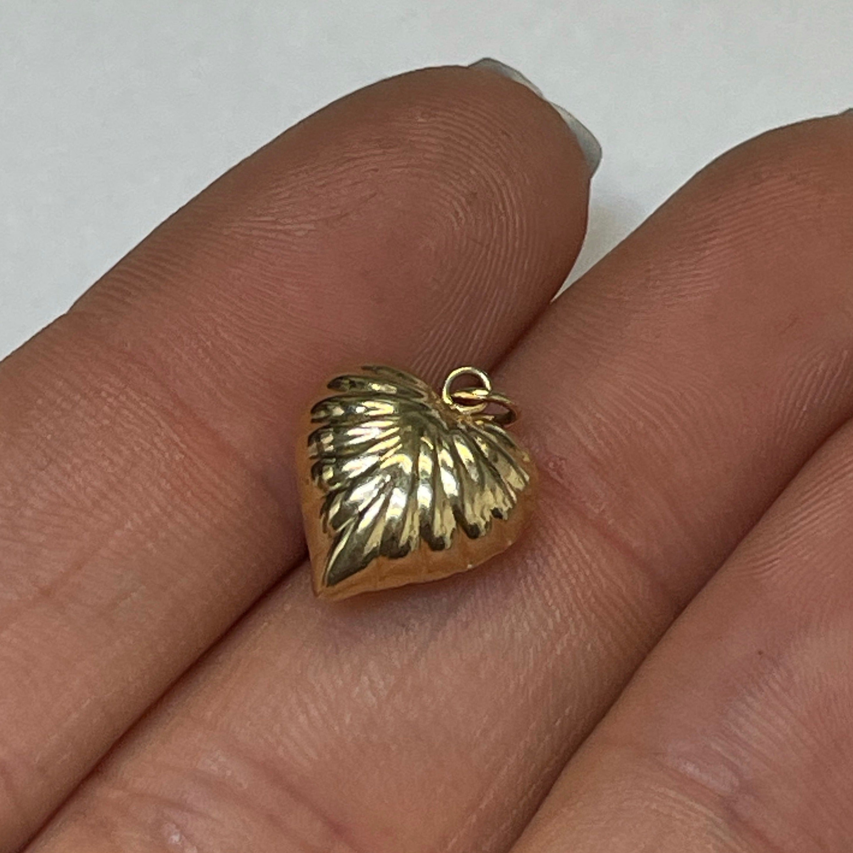 14K Yellow Gold Puffy Heart Pendant Charm