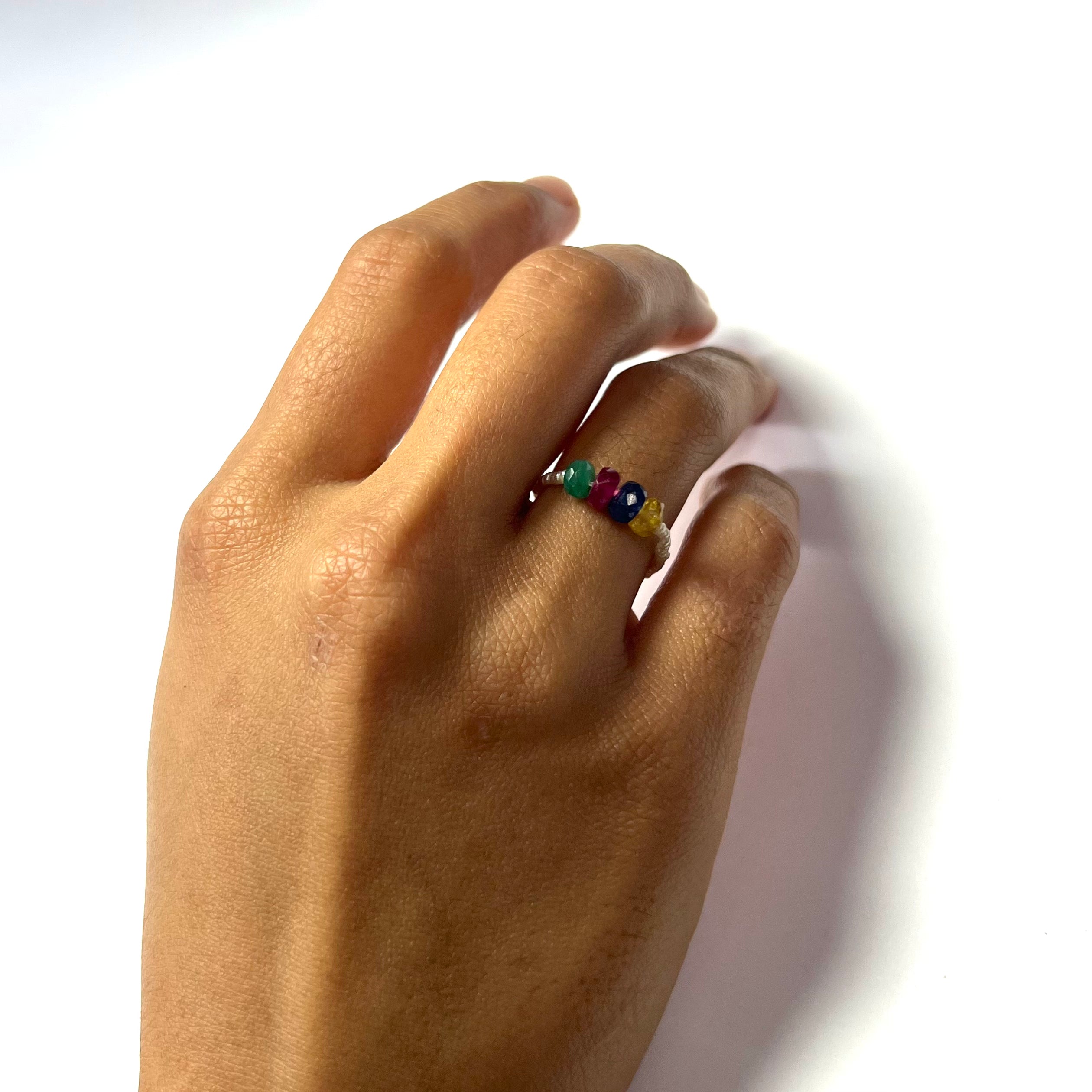 Natural Seed Pearl Eternity Rough Natural Beaded Gemstones Ring Size 5