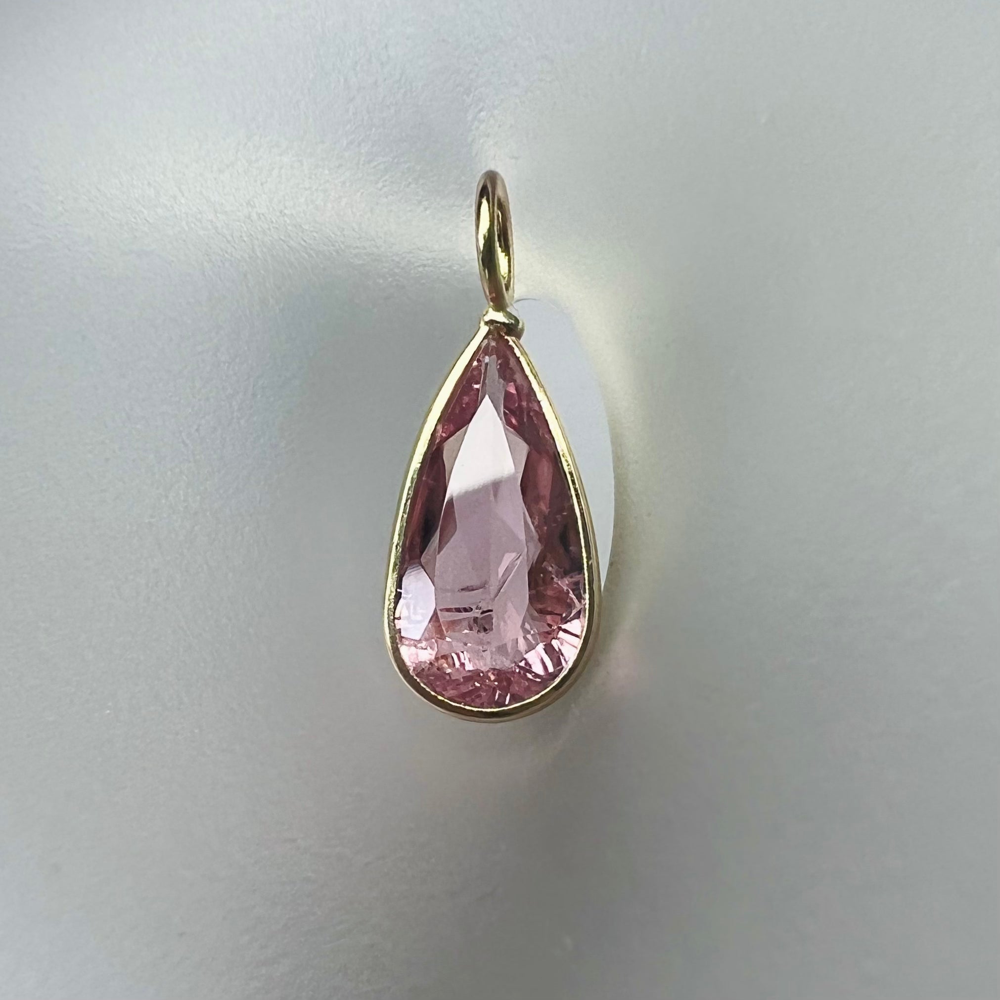 1.3ct Glowing Pear Tourmaline 14K Yellow Gold Pendant 16x6mm