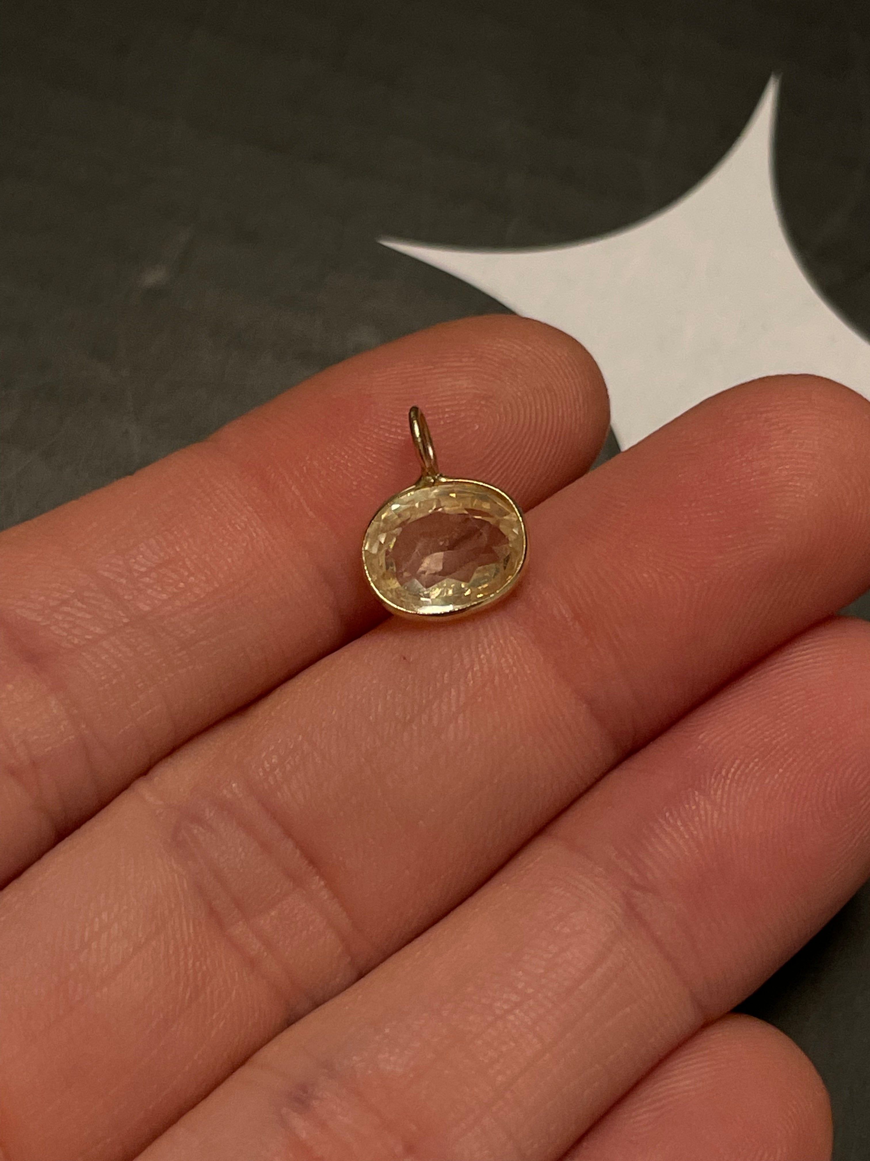 Blue Hexagon Topaz 14K Yellow Gold Pendant Charm 14x6mm