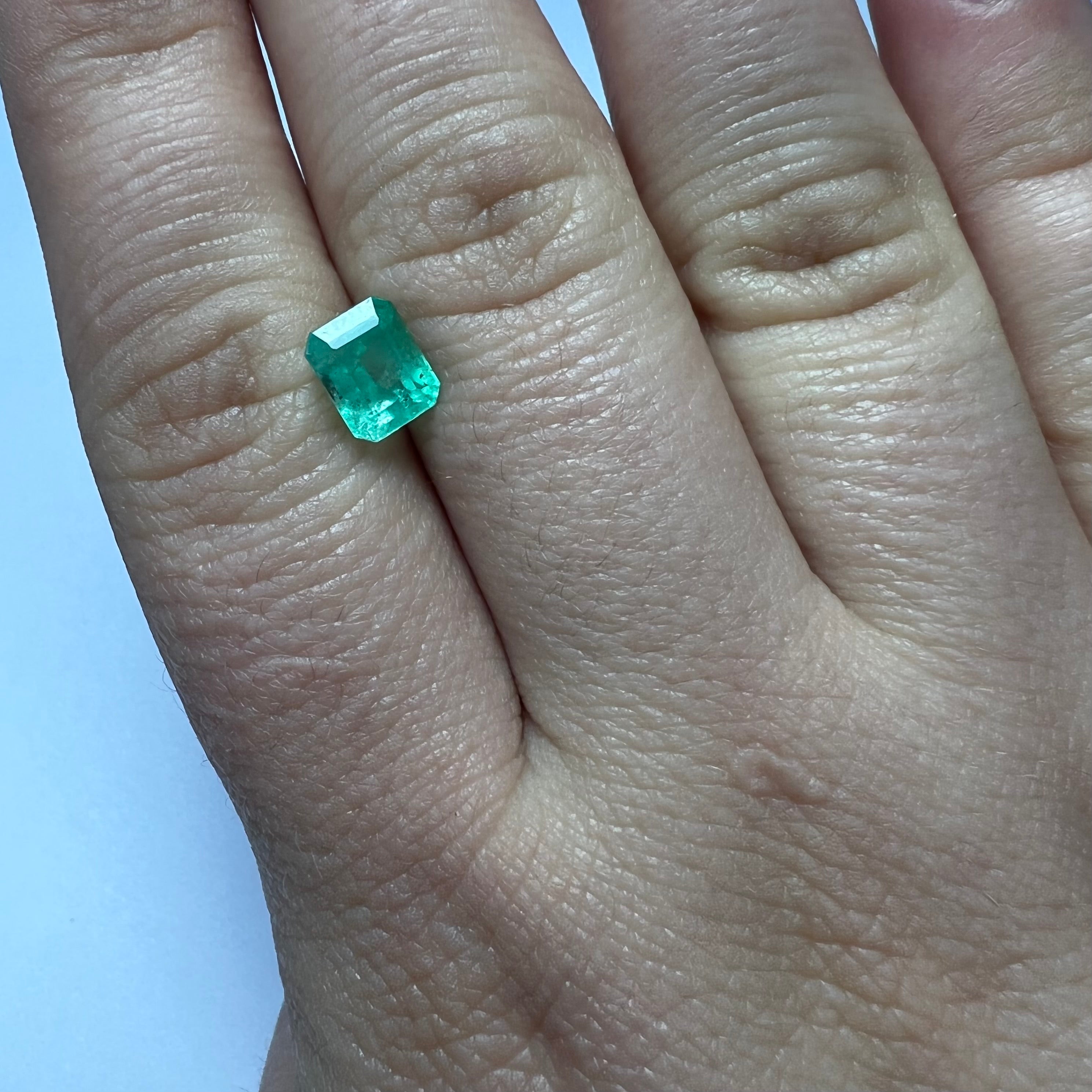 1.62CT Loose Natural Colombian Emerald Rectangle Shape 7.28x5.90x5.09mm
