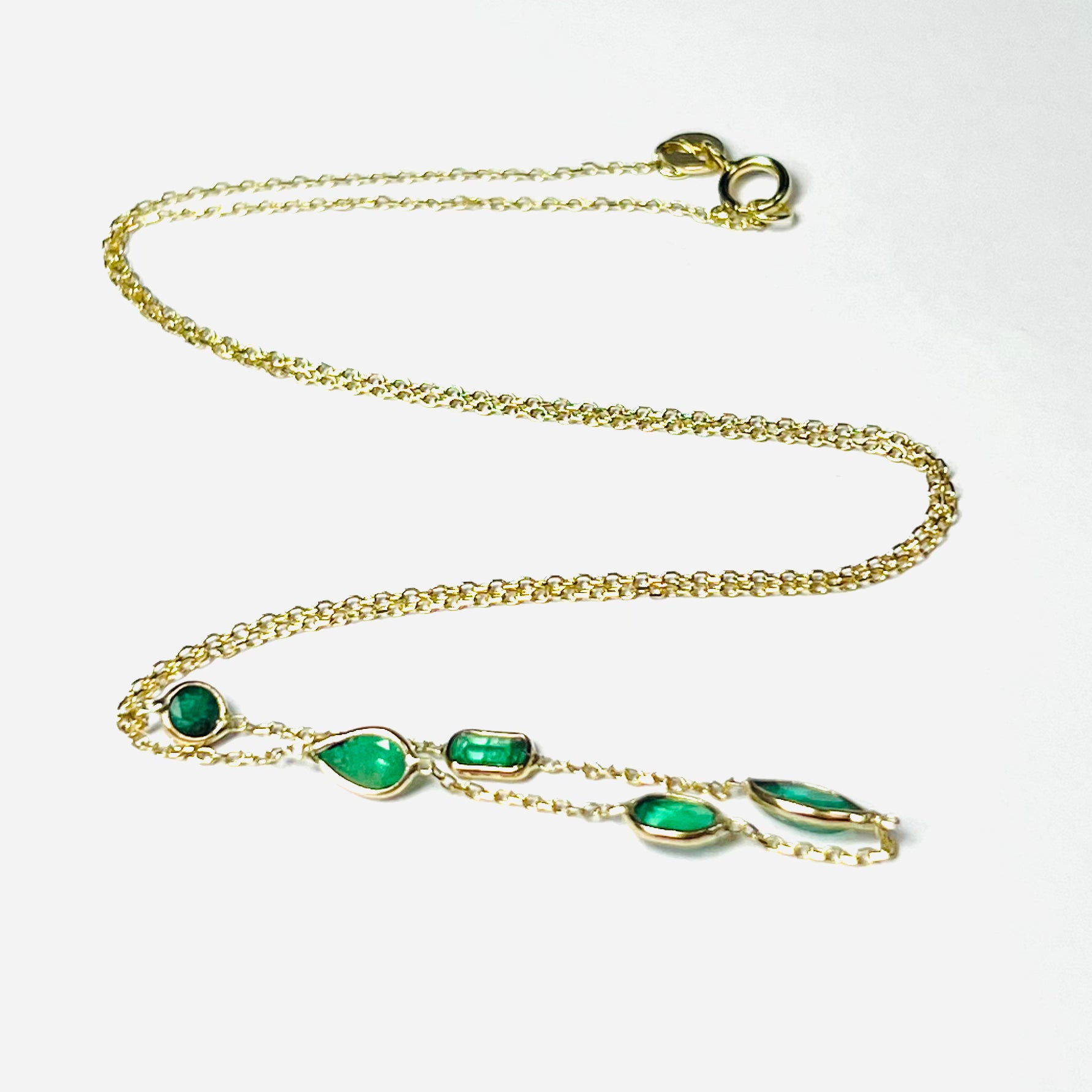 Emeralds By The Yard 16" 14k Yellow Gold Necklace