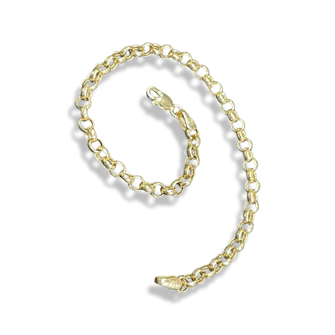 7” 4mm 14K Yellow Gold Rolo Chain Bracelet