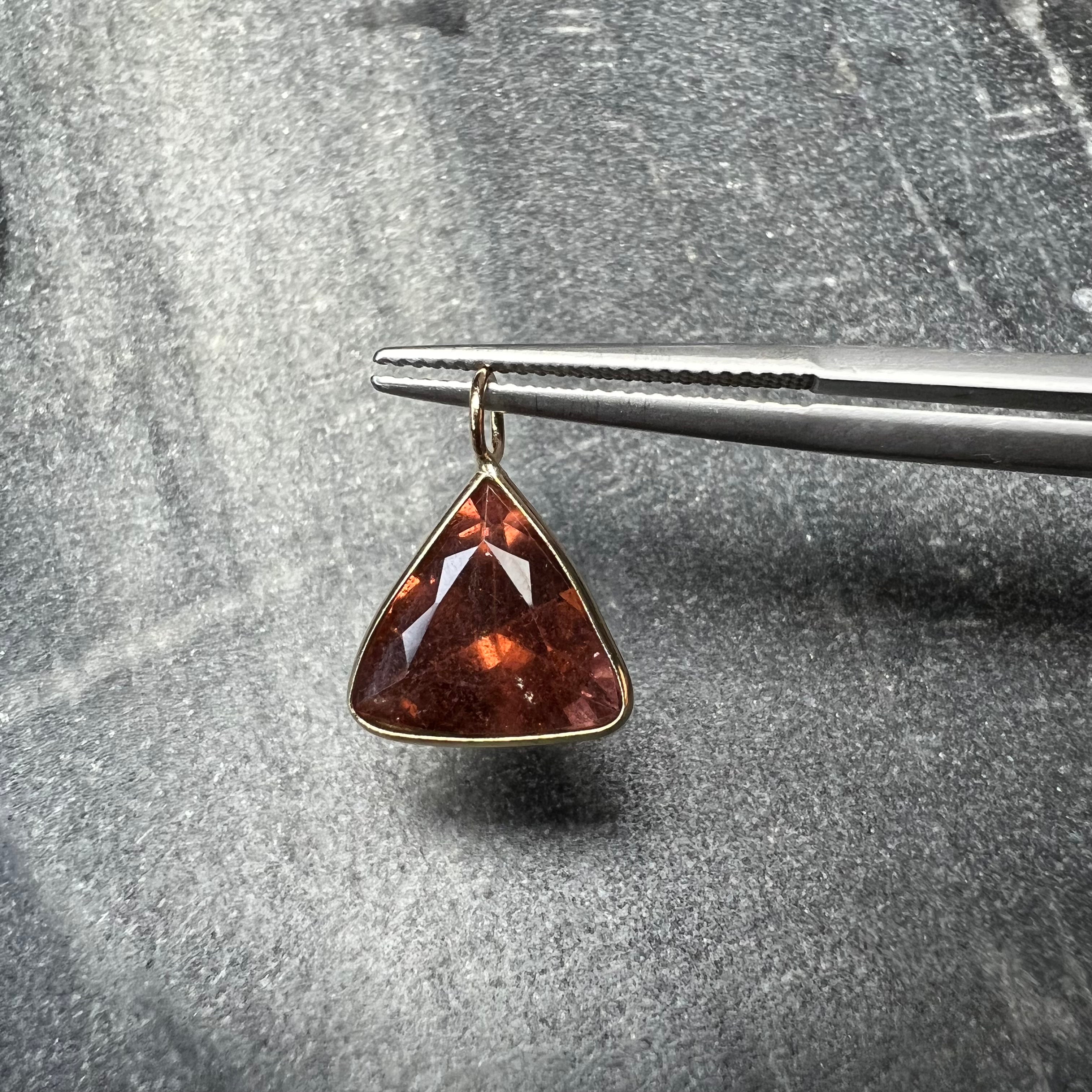 4.5CT Natural Tourmaline 14K Yellow Gold Pendant Charm 16x12mm
