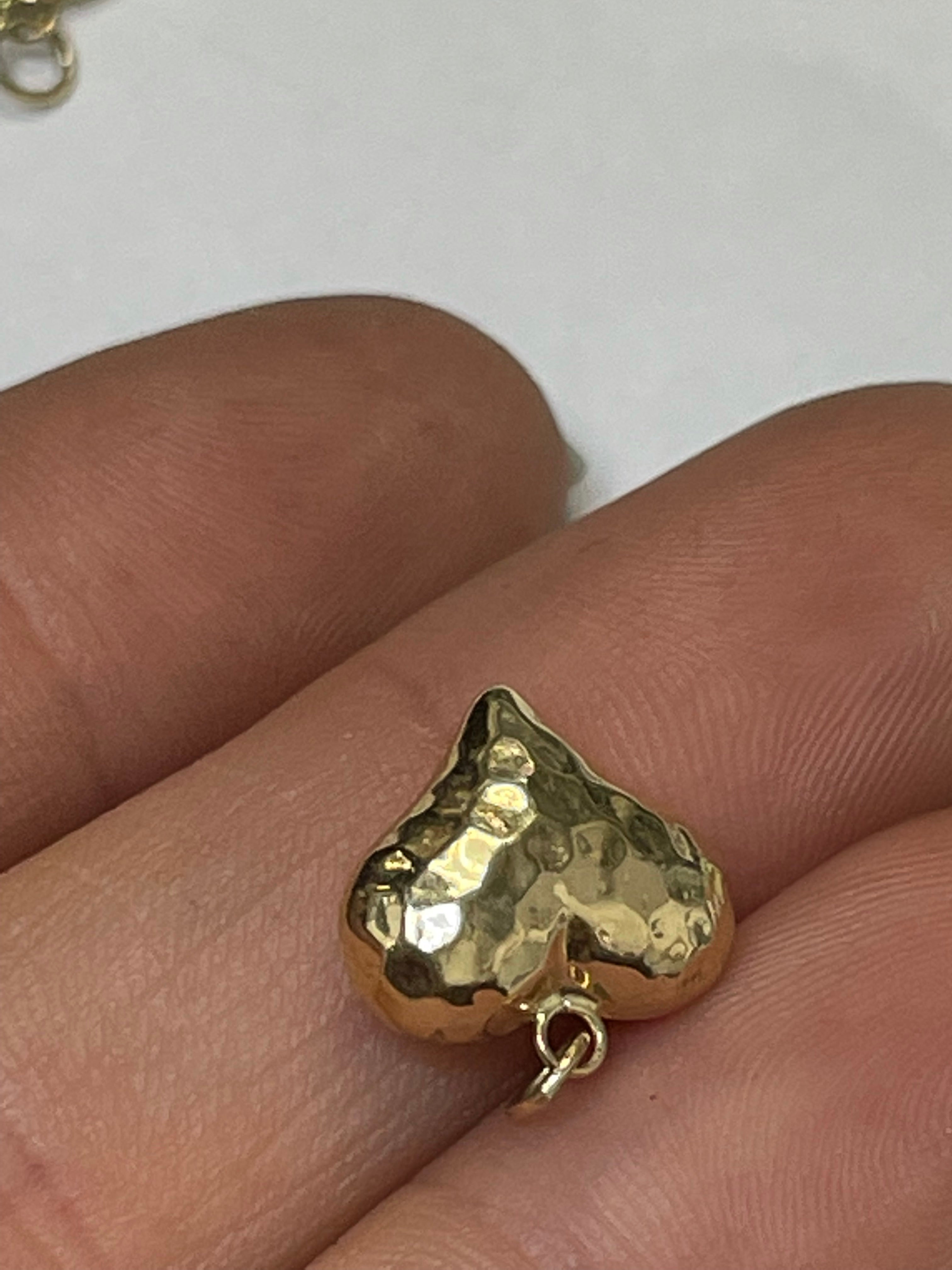 14K Yellow Gold Puffy Heart Pendant Charm