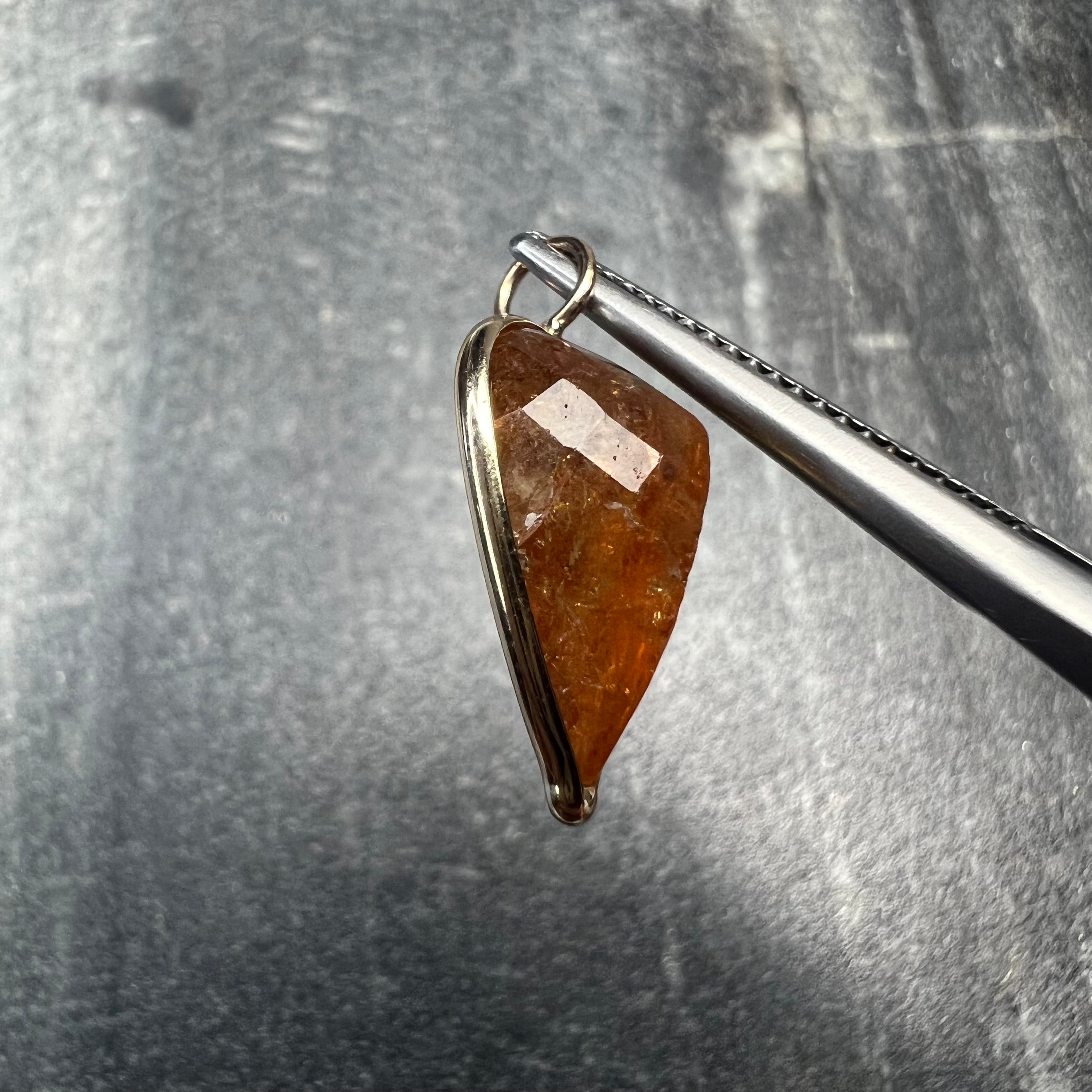 6.2CT Natural Pear Topaz 14K Yellow Gold Charm Pendant 10x7mm