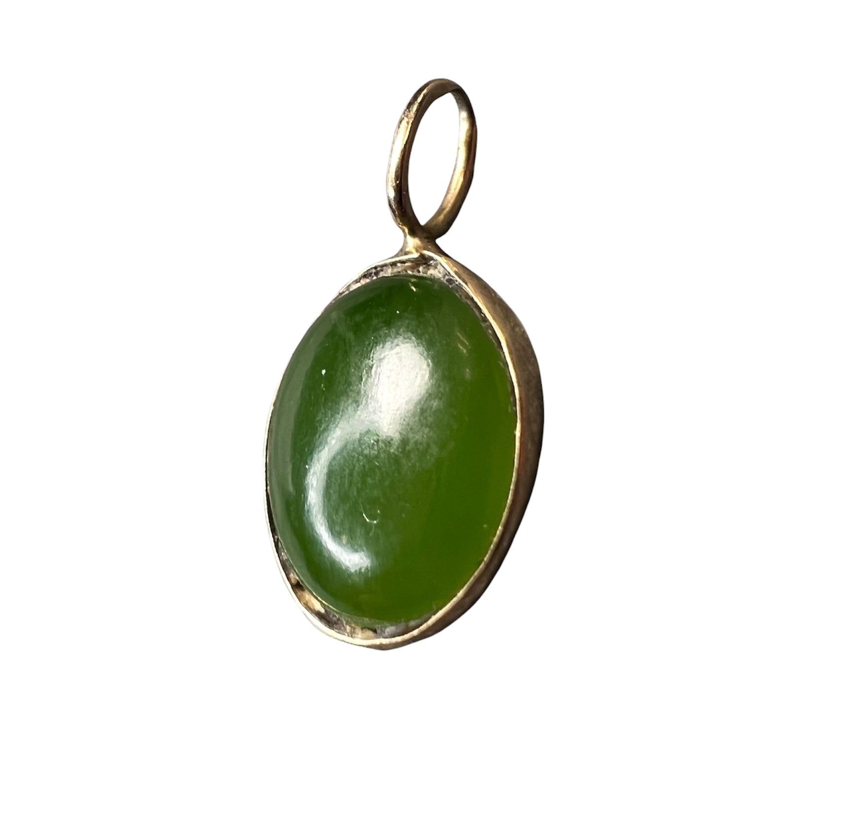 Natural Jade 14K Yellow Gold Pendant Charm 20x11mm