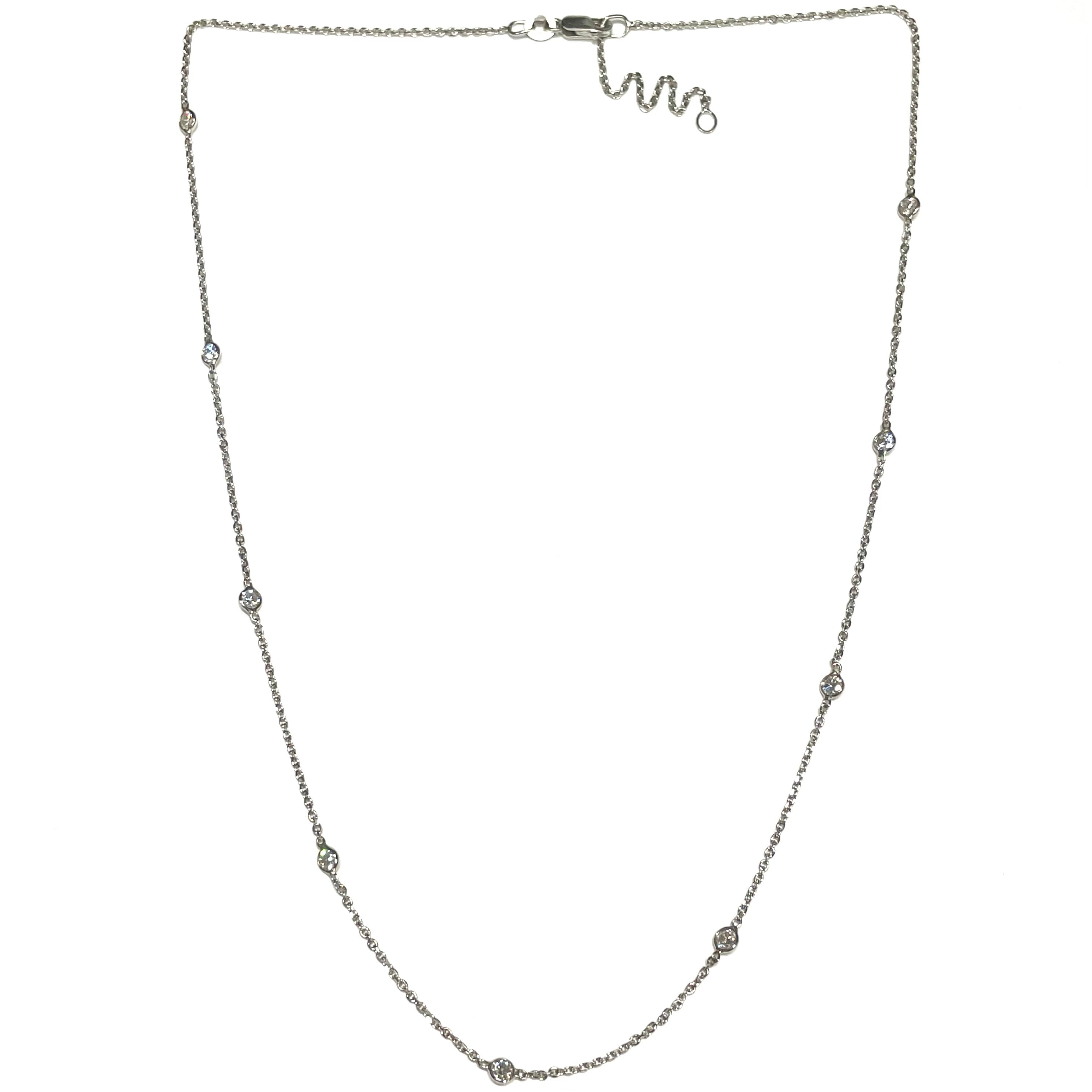 1.50CTW Round Diamonds 18-20" 14K White Gold Necklace