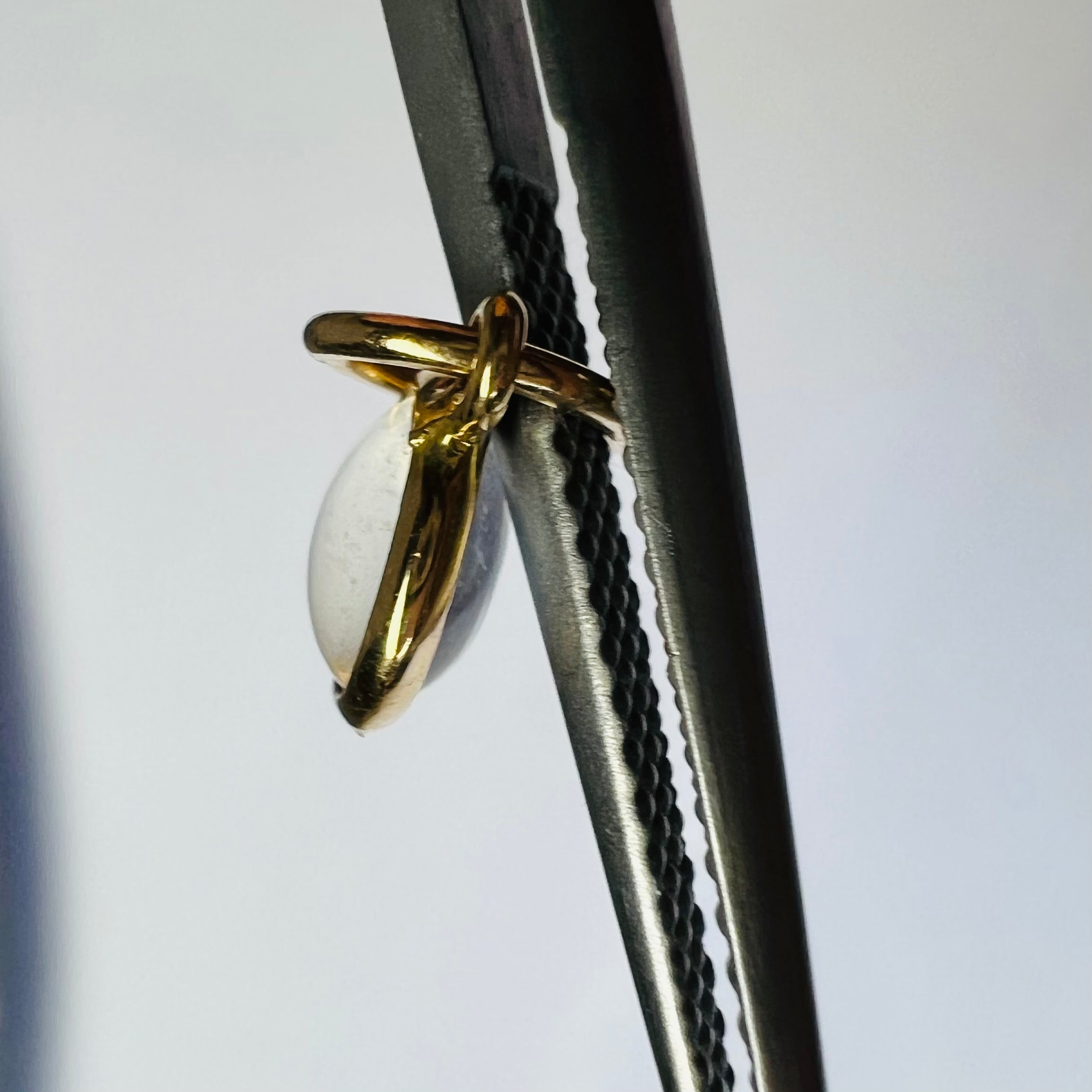 Cabochon Moonstone 14K Yellow Gold Pendant Charm 14x7mm