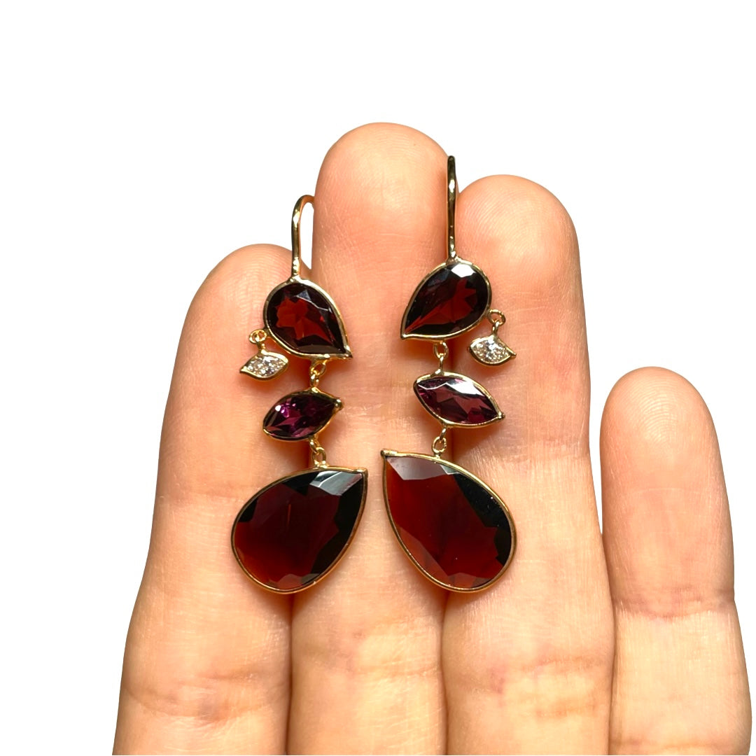 Garnet Diamond Earrings