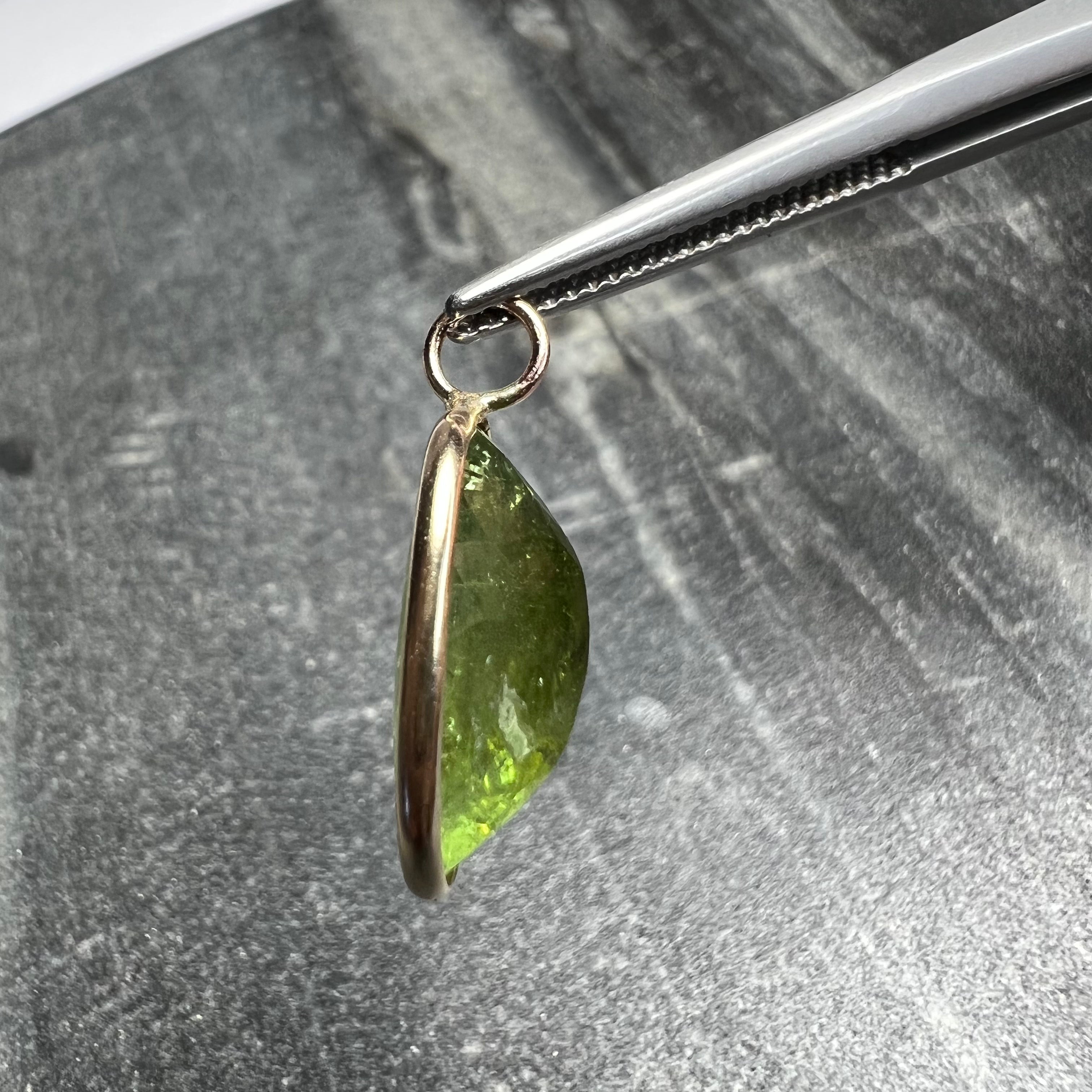 5.4CT Natural Oval Tourmaline 14K Yellow Gold Pendant Charm 19x5mm