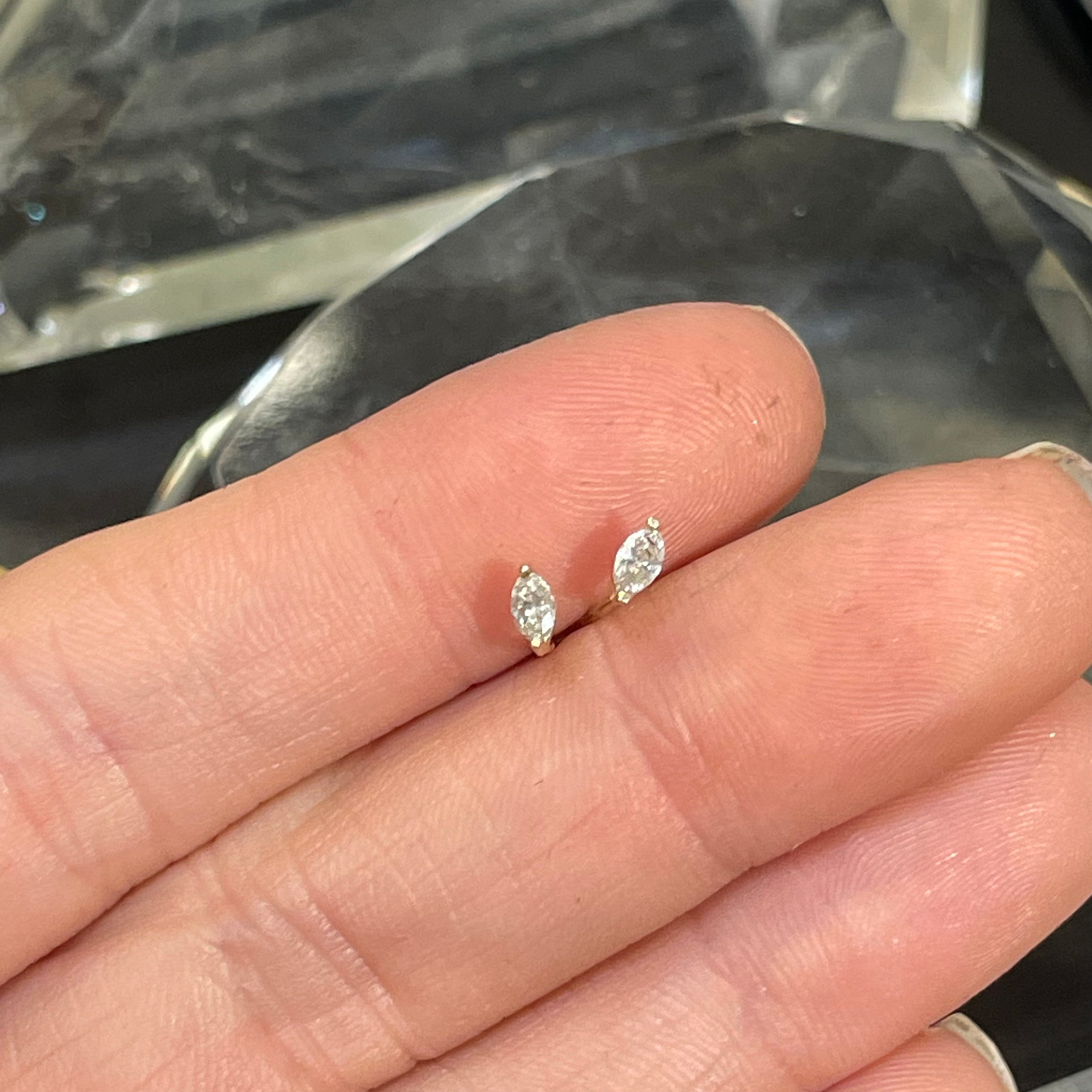 .16CT Marquis Cut Diamond 14K Yellow Gold Earring Studs