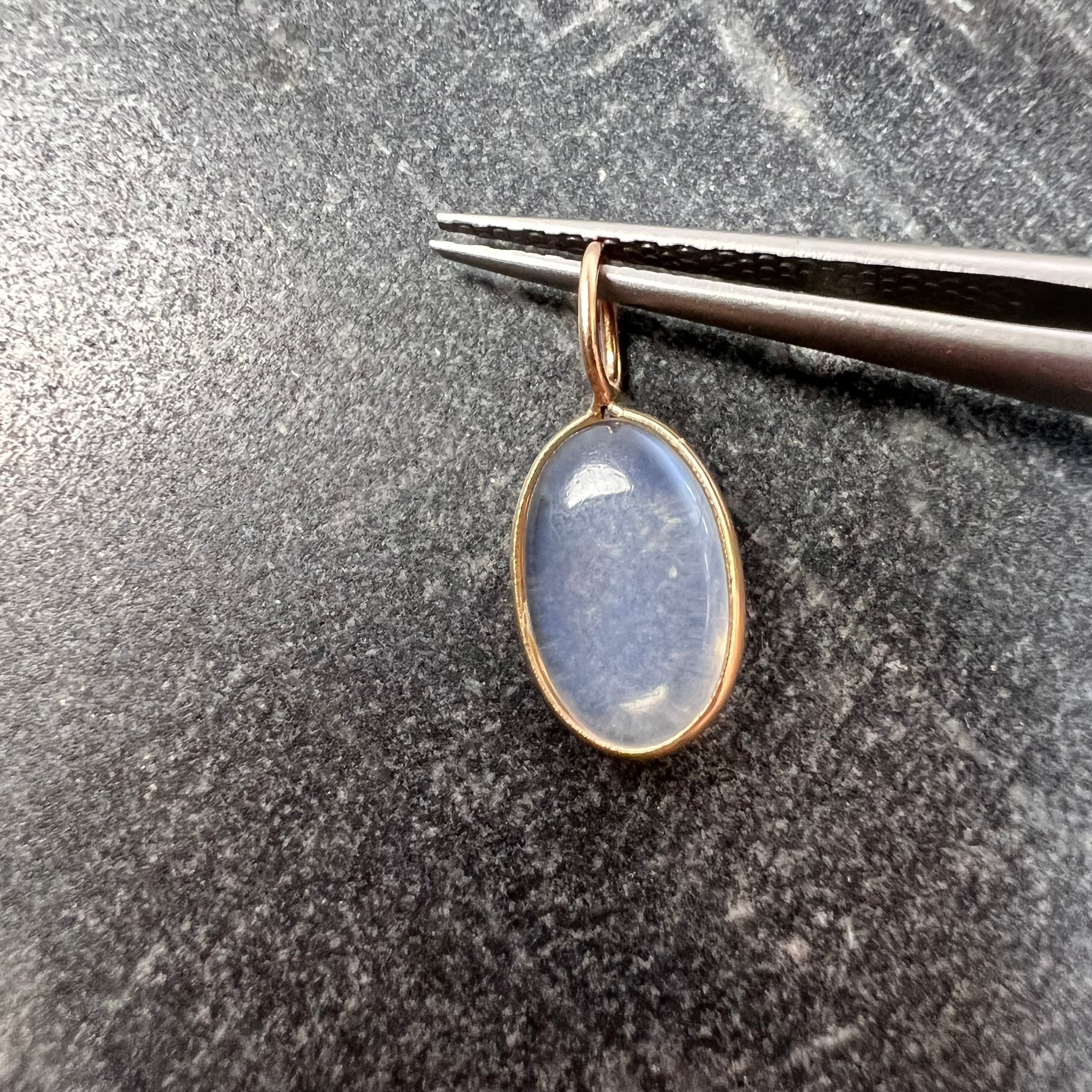 Cabochon Moonstone 14K Yellow Gold Pendant Charm 17.51x7.95x2.51mm