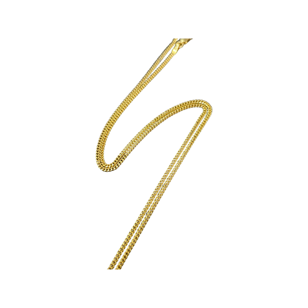 16” 1.5mm Solid 14K Yellow Gold Cuban Curb Chain
