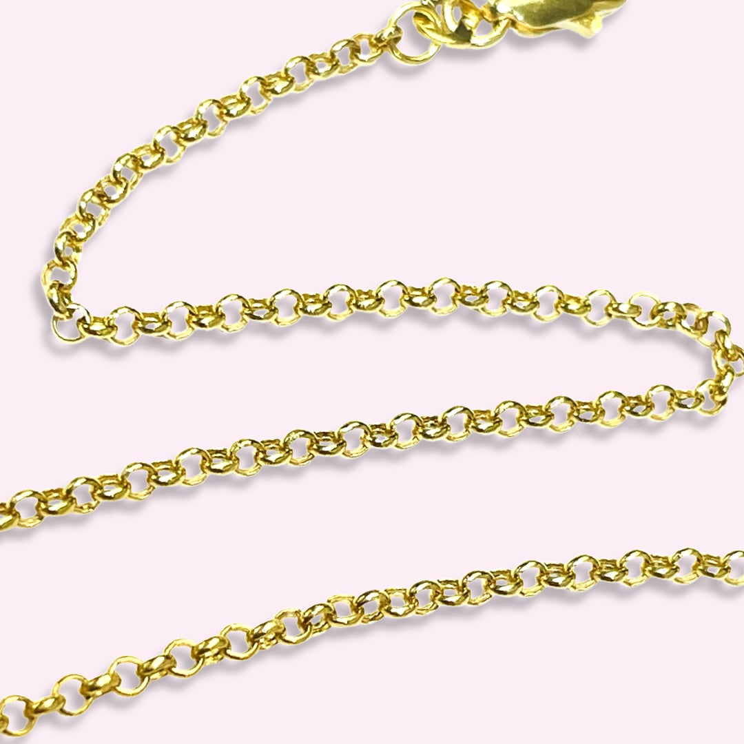10” 2mm 14K Yellow Gold Rolo Chain Anklet