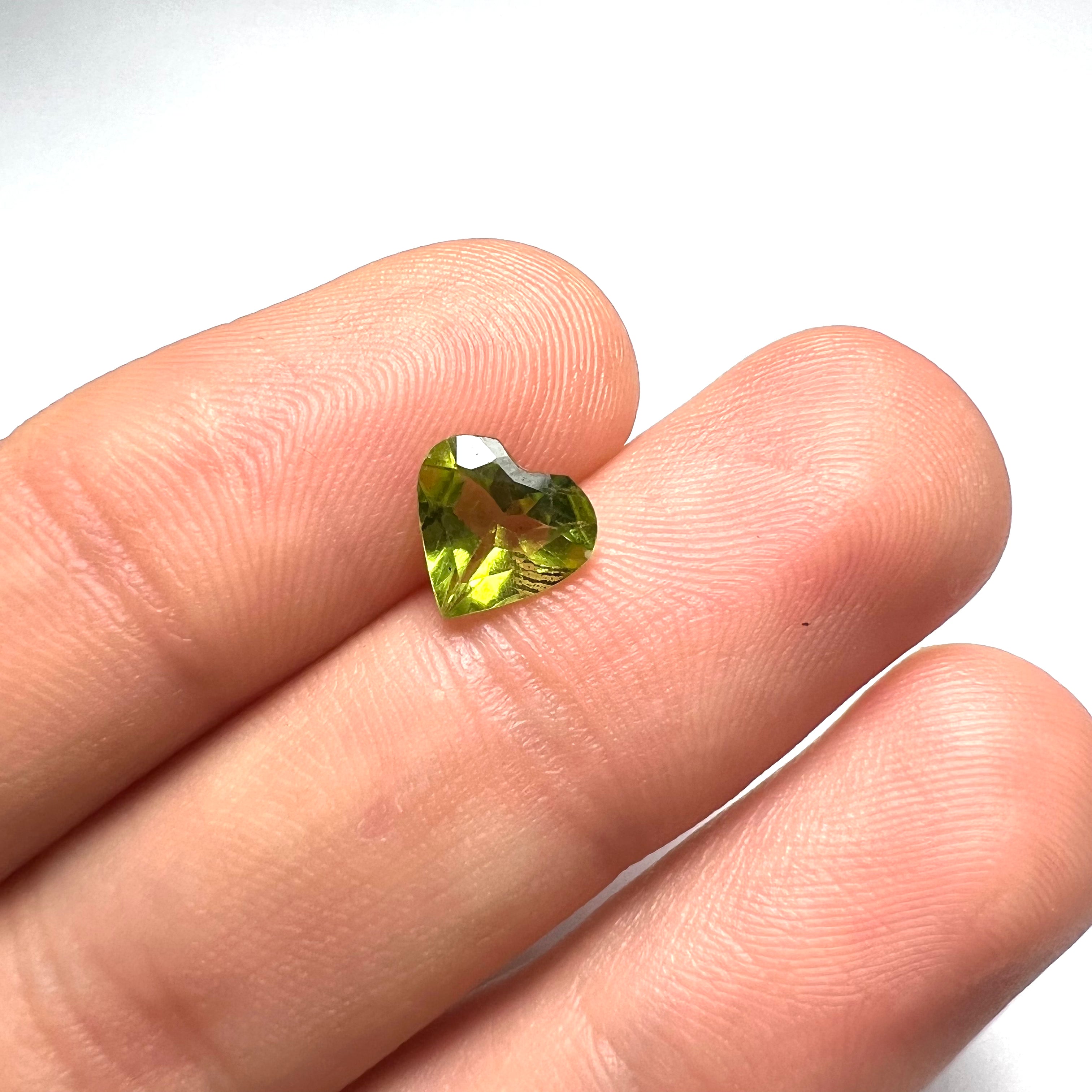1.25CTW Loose Natural Heart Cut Peridot 7x3.3mm Earth mined Gemstone