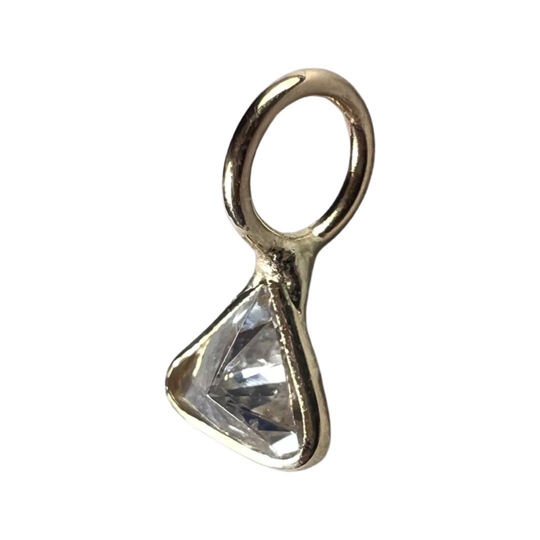 .16ct Trillion Cut Dimond Charm 14K Yellow Gold