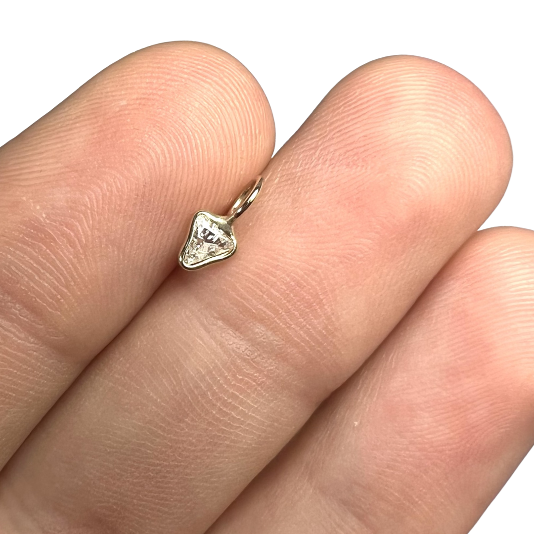 .15ct Trillion Cut Dimond Charm 14K Yellow Gold