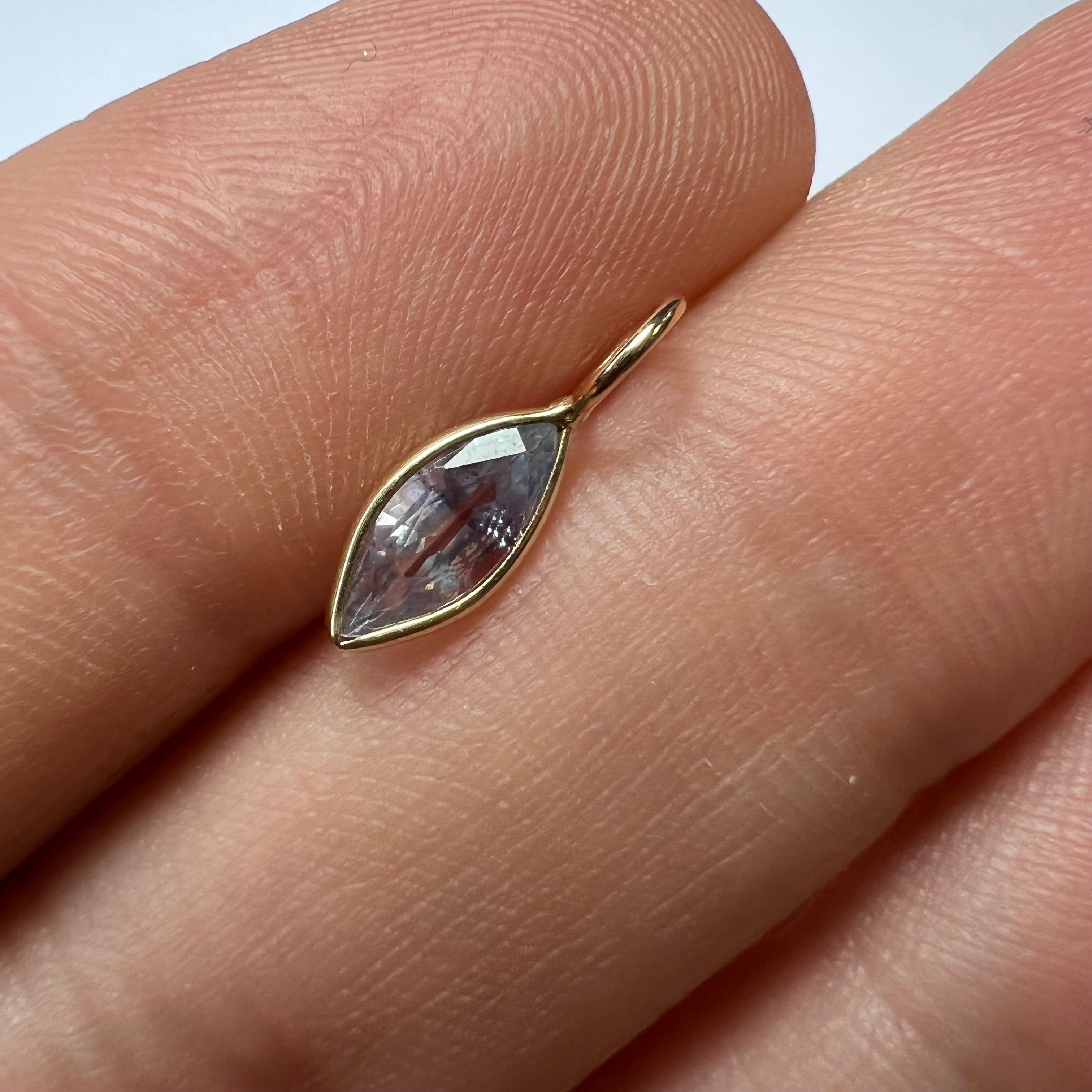 Natural Marquise Sapphire 14K Yellow Gold Pendant Charm 13x4mm