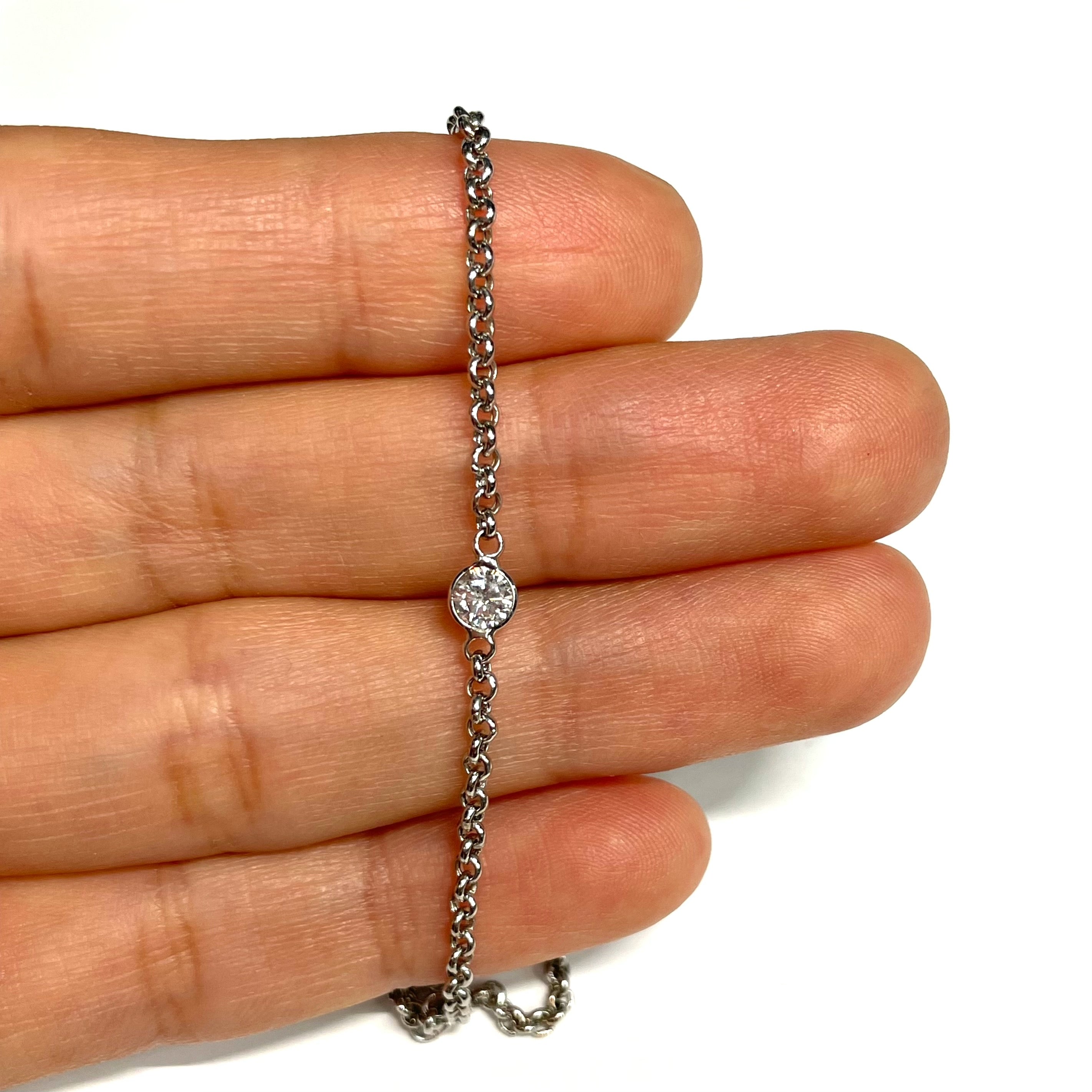 .25CT Diamond Bracelet in Solid 14k White Gold 6.5"