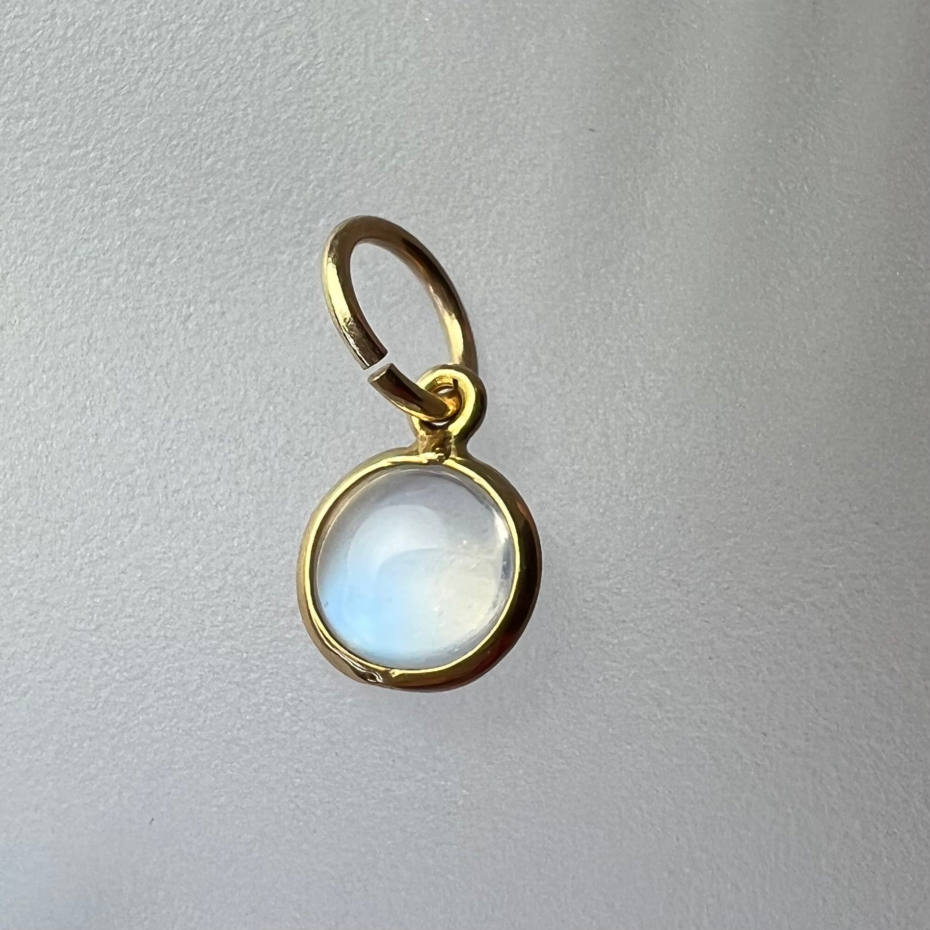 Cabochon Moonstone 14K Yellow Gold Pendant Charm 14x7mm