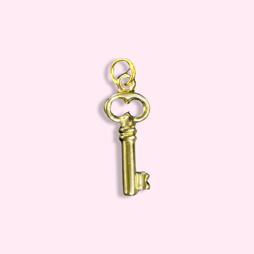 14K Yellow Gold Skeleton Key Charm