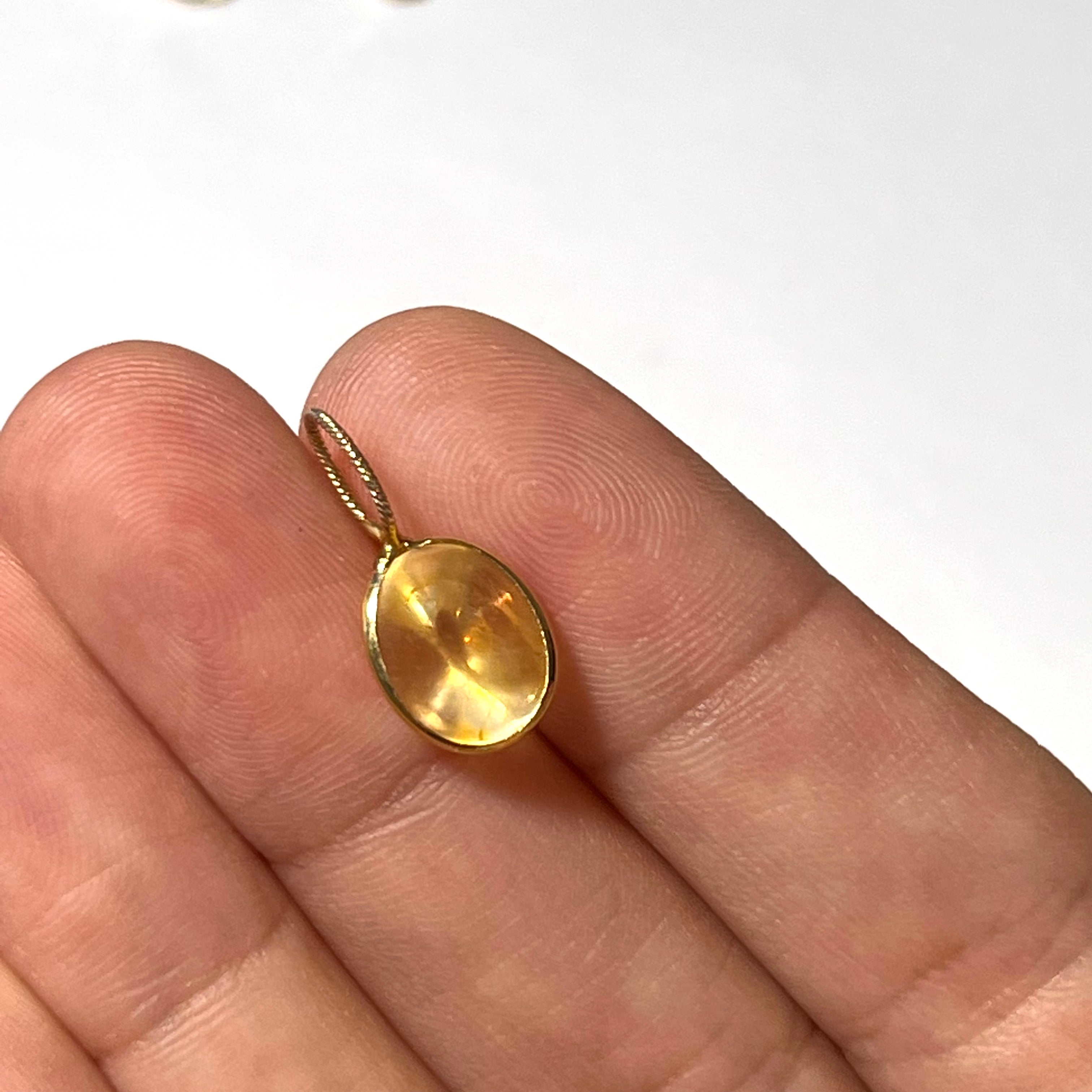2.79ct Oval Yellow Agate 14K Yellow Gold Pendant Charm 18x12mm