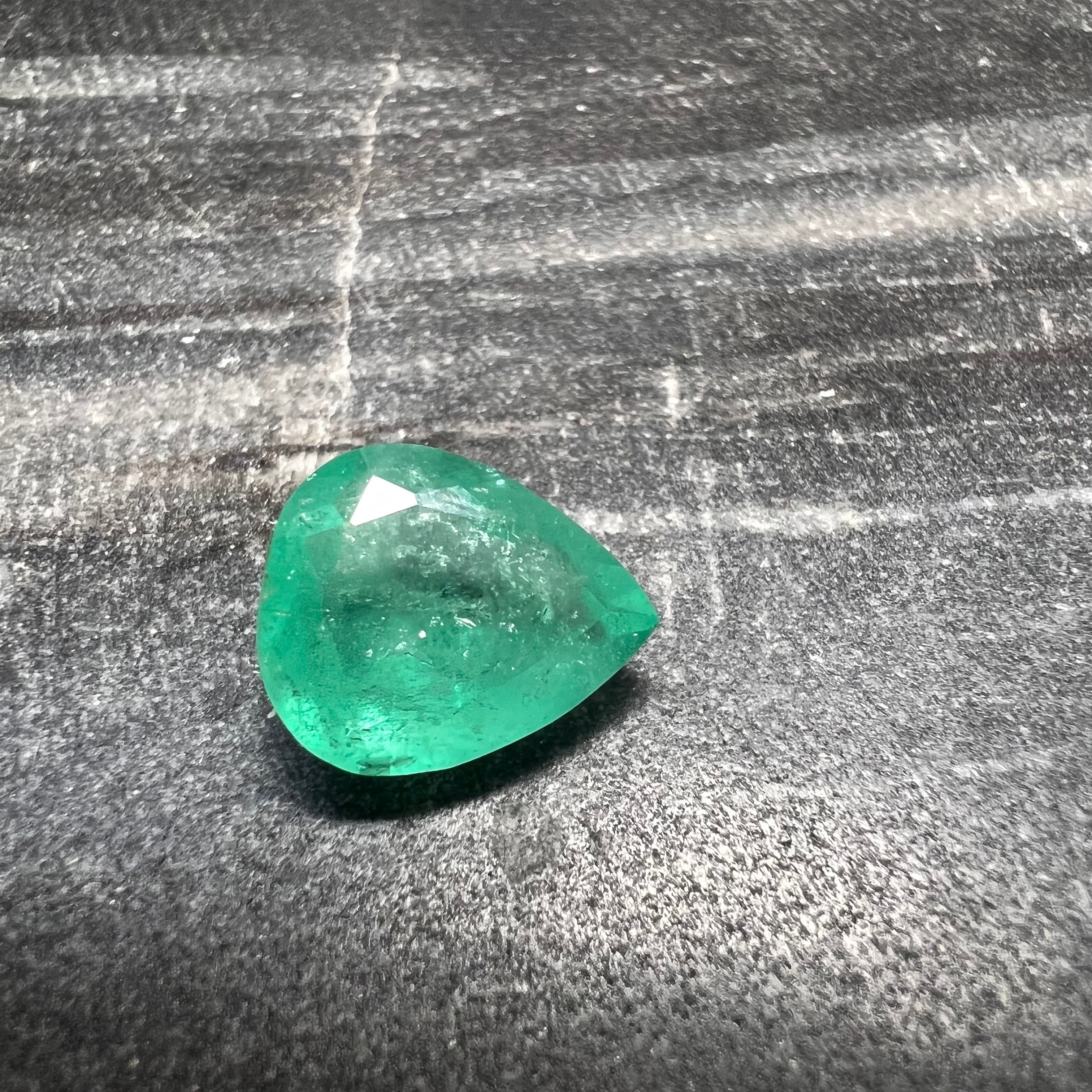 6.14CT Natural Colombian Emerald Loose Pear Cut 14x11