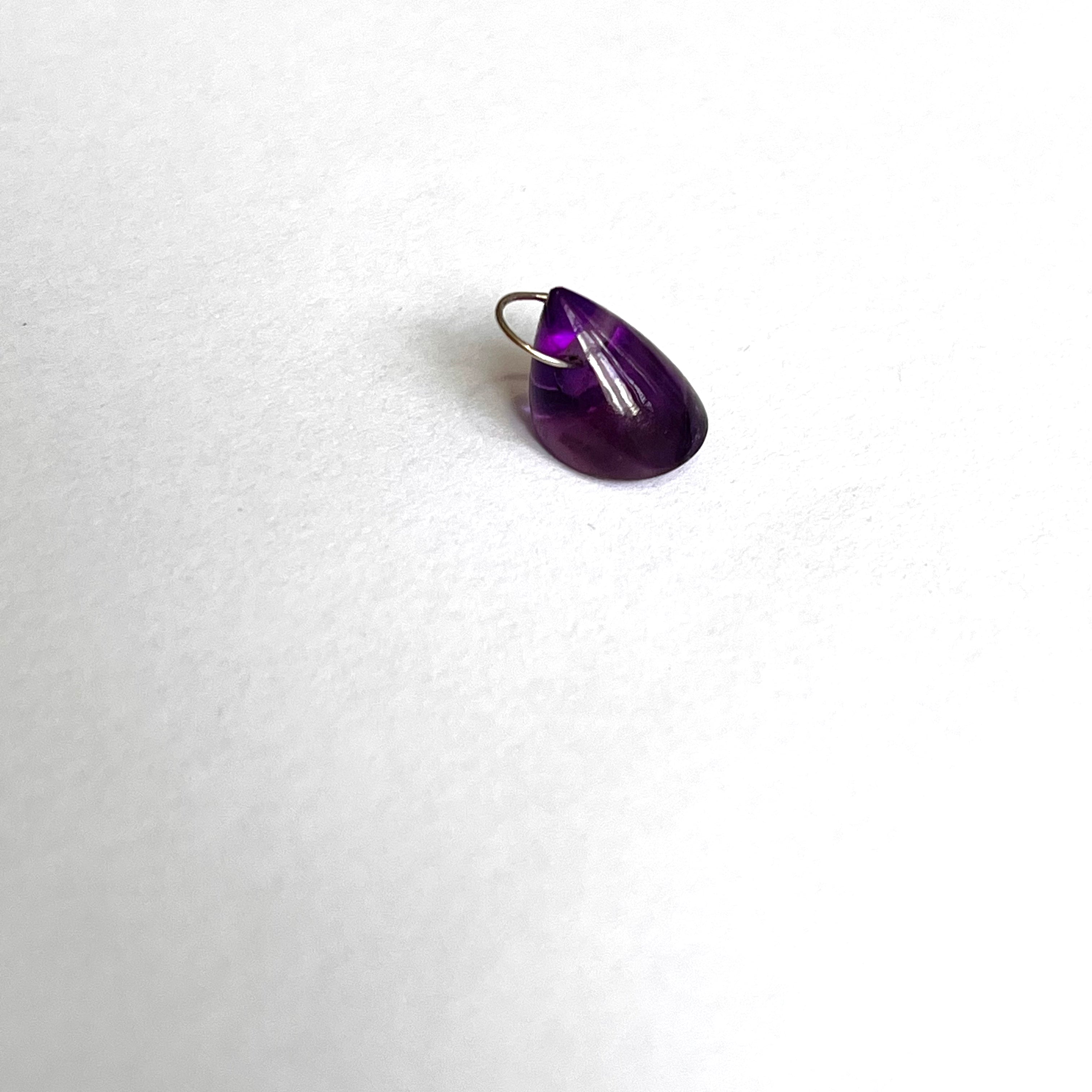 3.2ct Natural Amethyst Cone 14K Yellow Gold Pendant Charm 12x8mm