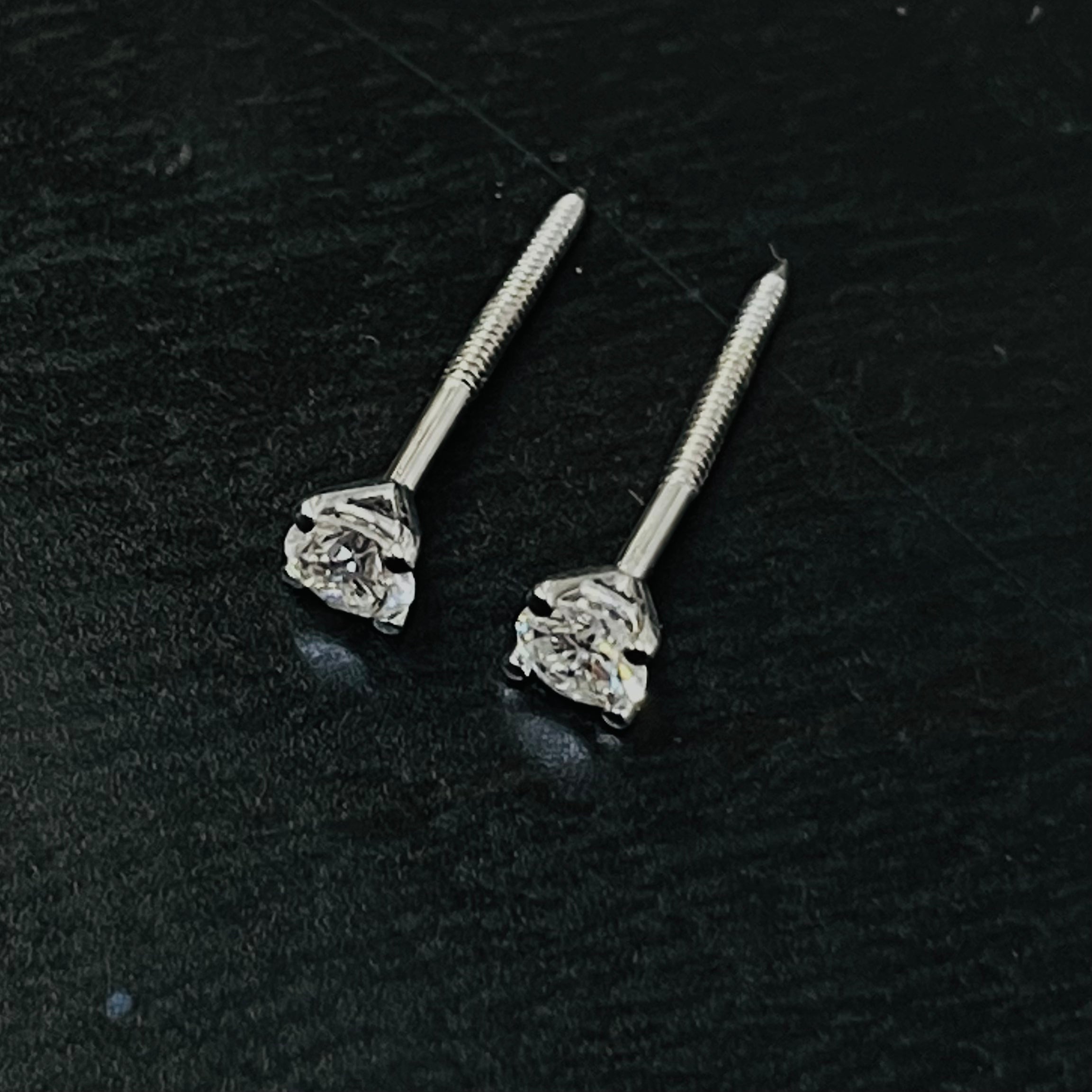 .30CT Round Brilliant Diamond 14K White Gold Earring Studs Martini Screwbacks