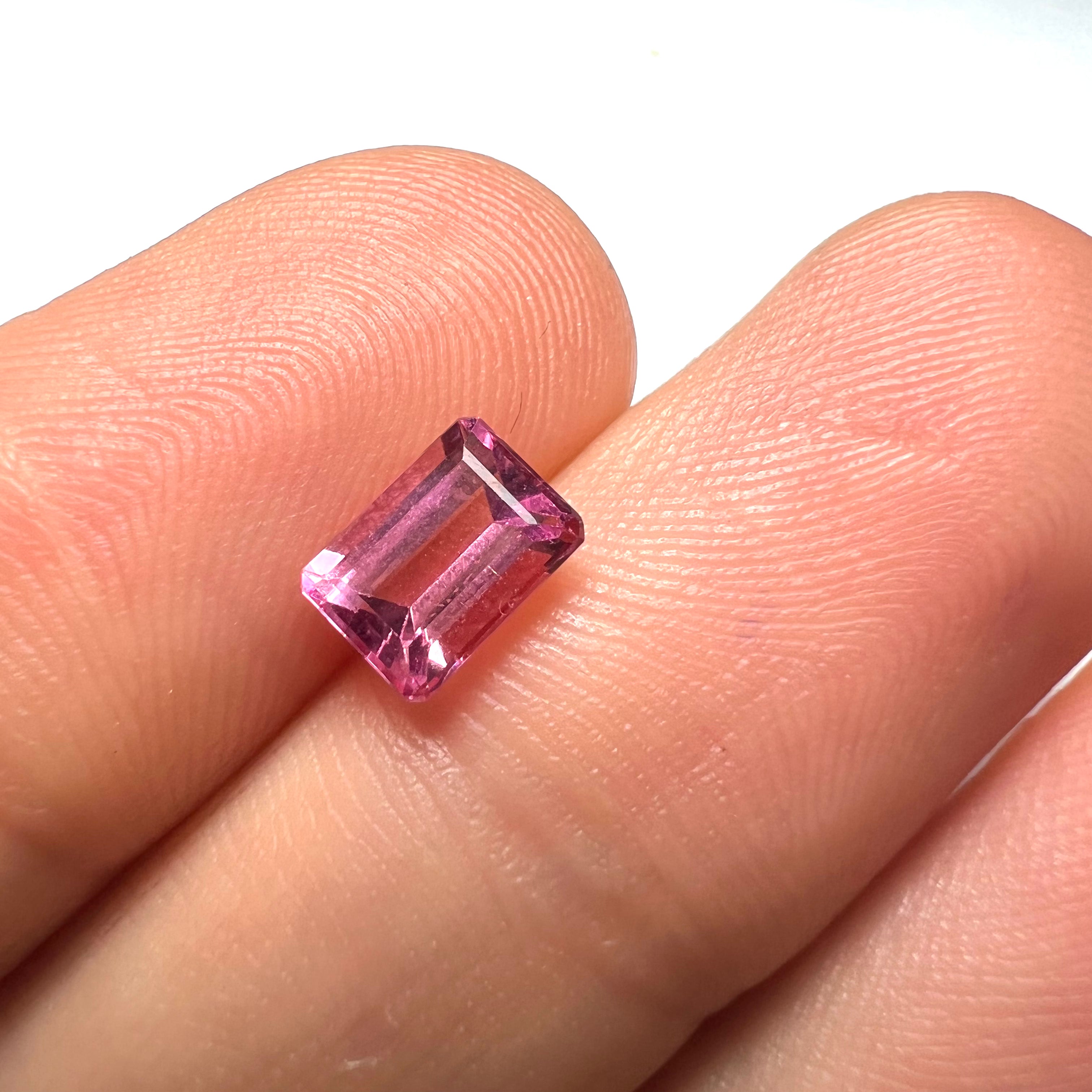 1.08CTW Natural Pink Rectangle Tourmaline 6x5x4mm Earth mined Gemstone