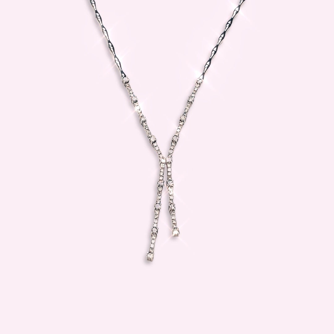 18K White Gold VS Diamond Tennis Lariat Necklace