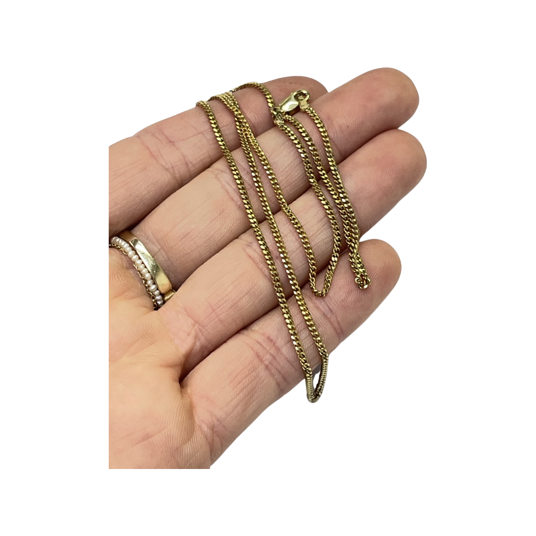 16” 1.5mm Solid 14K Yellow Gold Cuban Curb Chain
