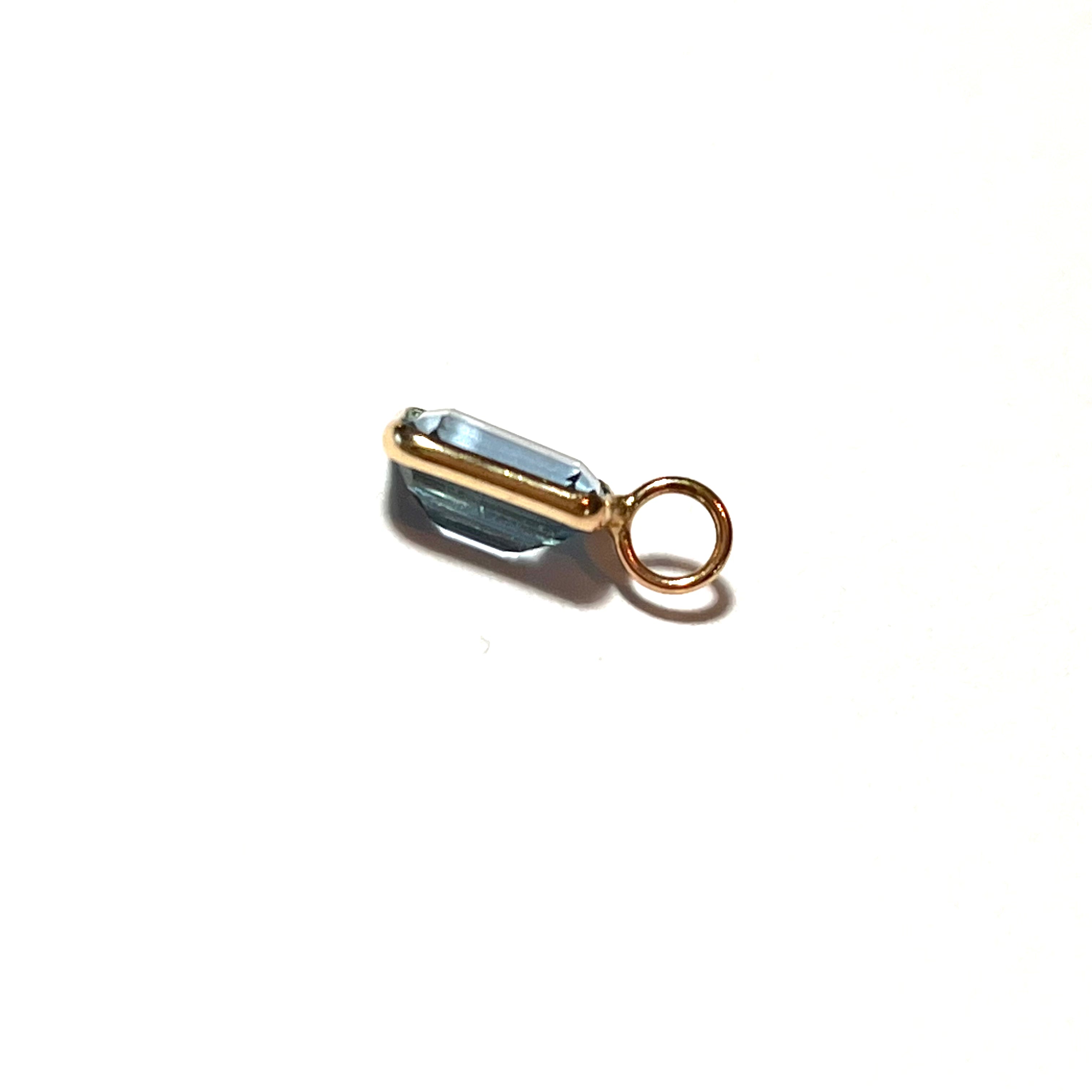 2ct Natural Blue Rectangular Topaz Pendant 14K Yellow Gold Pendant Charm